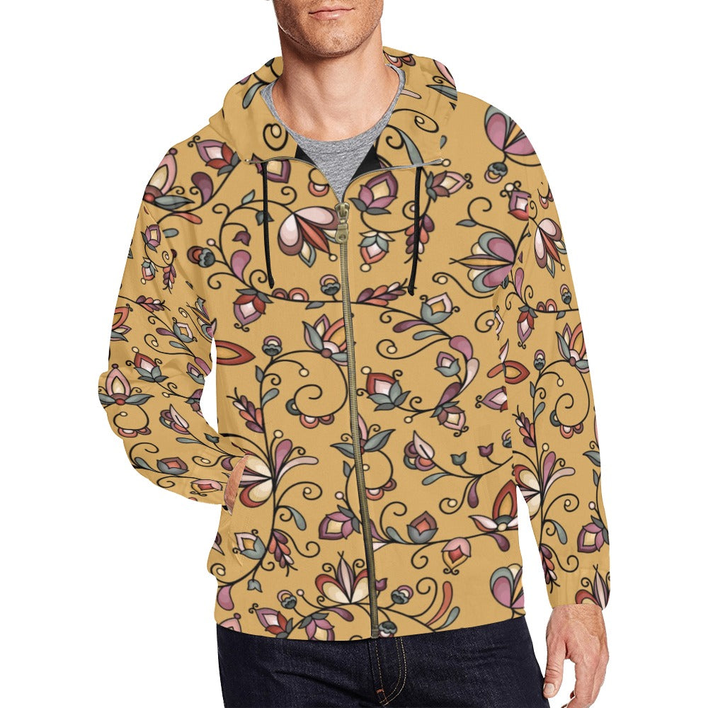 Burnt Sky Petals Gold Men's Zipper Hoodie
