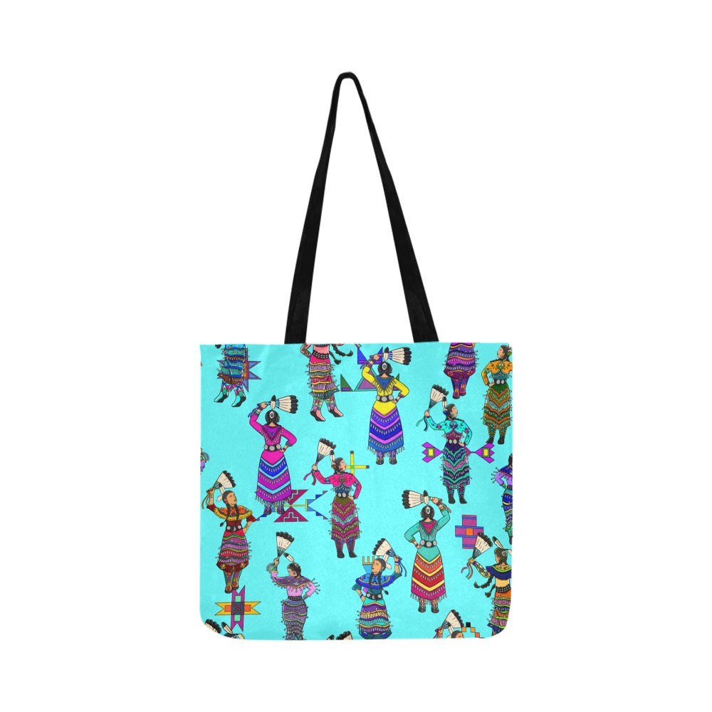 Women's Jingle Dancers Turquoise Reusable Shopping Bag (Two sides)