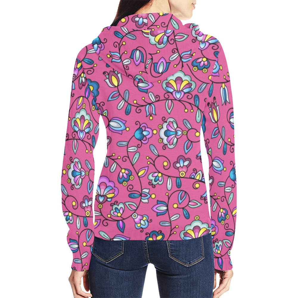 Autumn Bundle Blessing Pink Full Zip Hoodie for Women