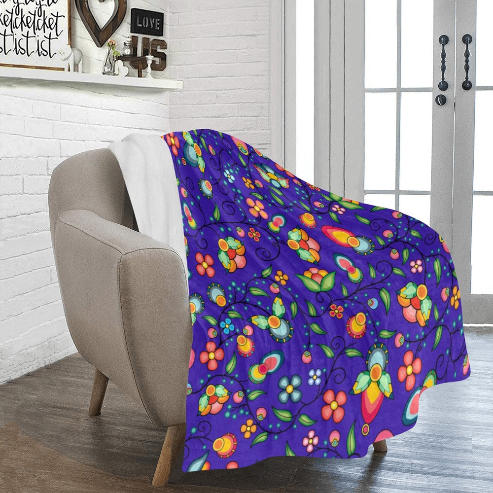 Floral Bounty Blue Ultra-Soft Micro Fleece Blanket 50"x60"