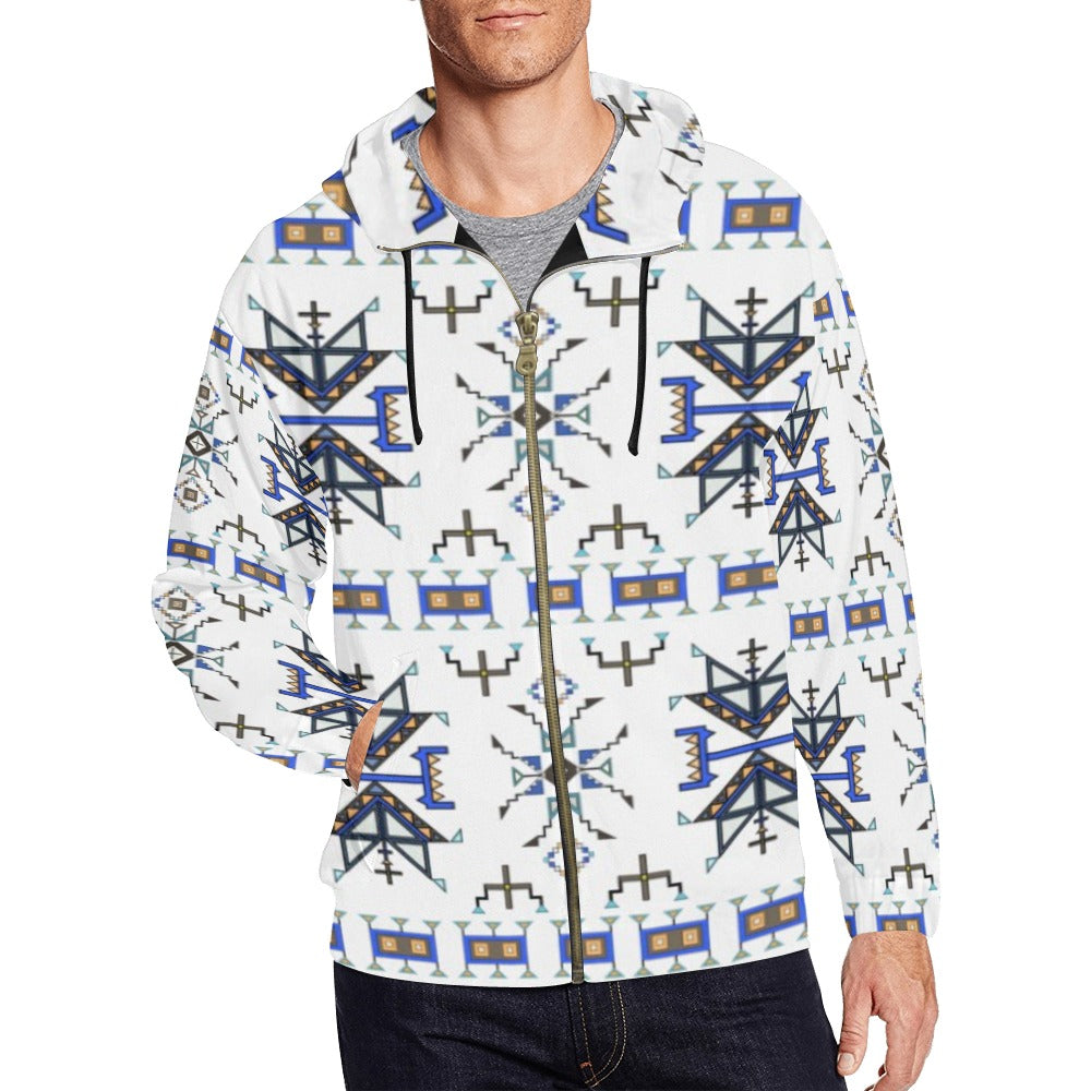 Eagle Strike White Men's Zipper Hoodie