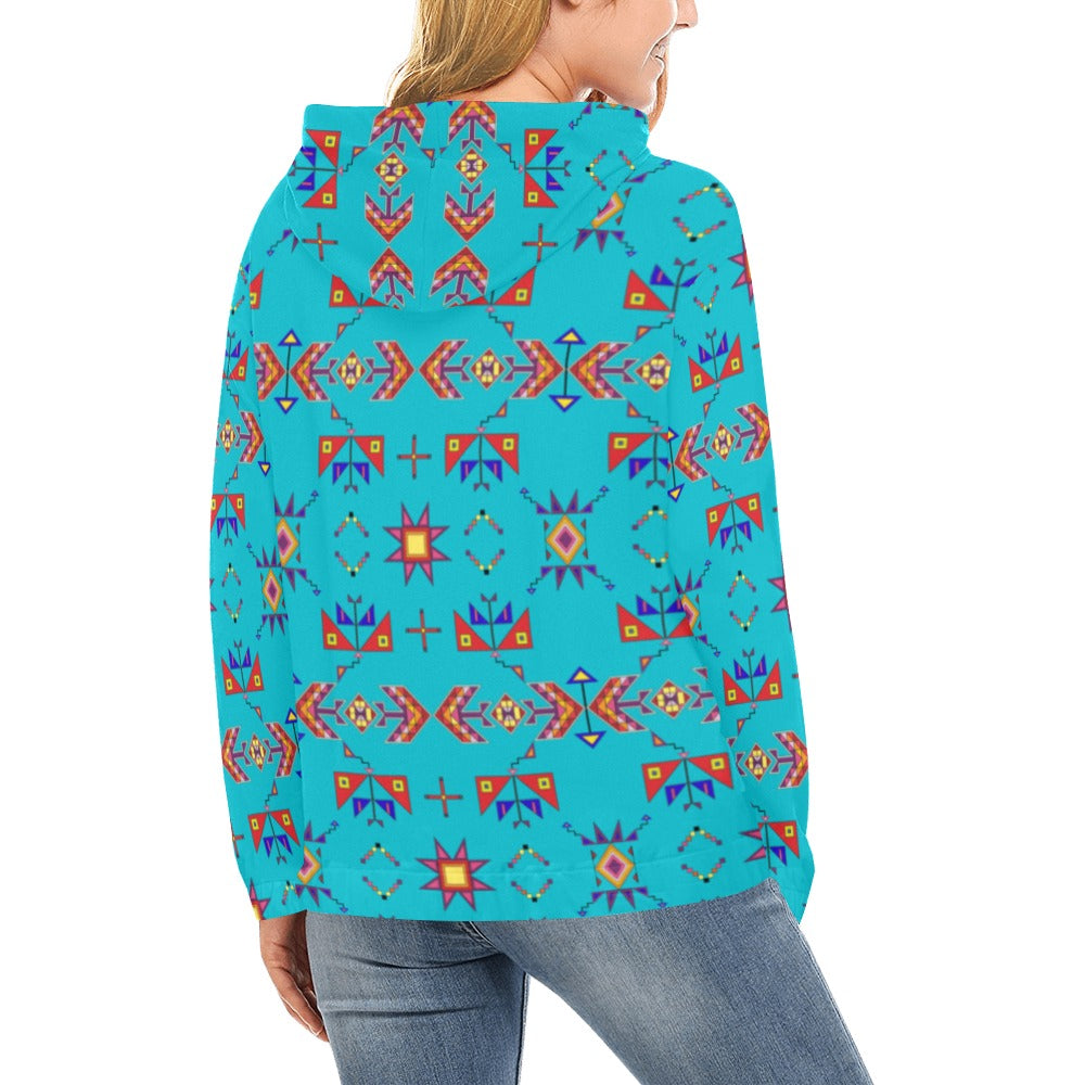 Scattered Generations Turquoise Hoodie for Women (USA Size)