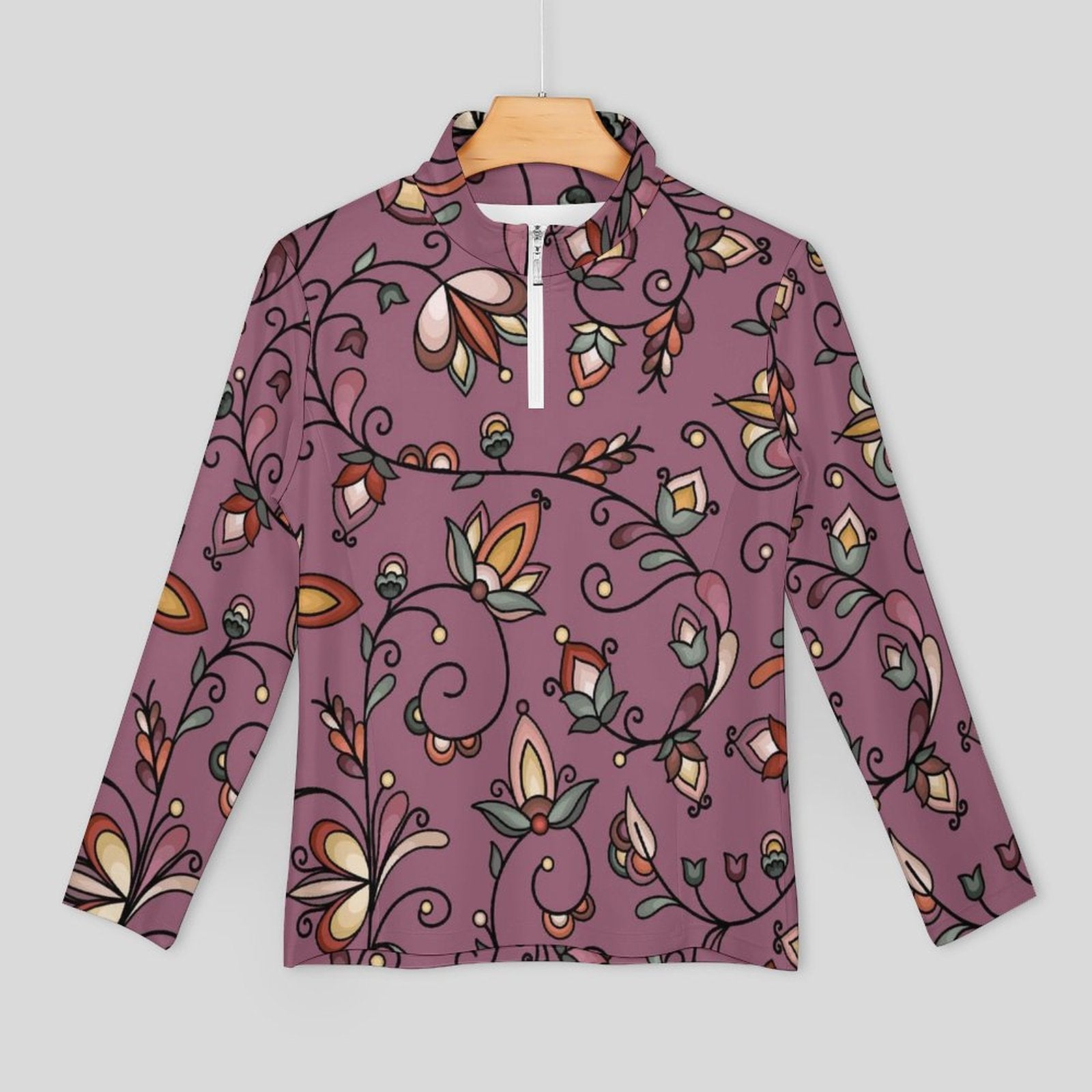 Burnt Sky Petals Magenta Long Sleeve Yoga Shirt