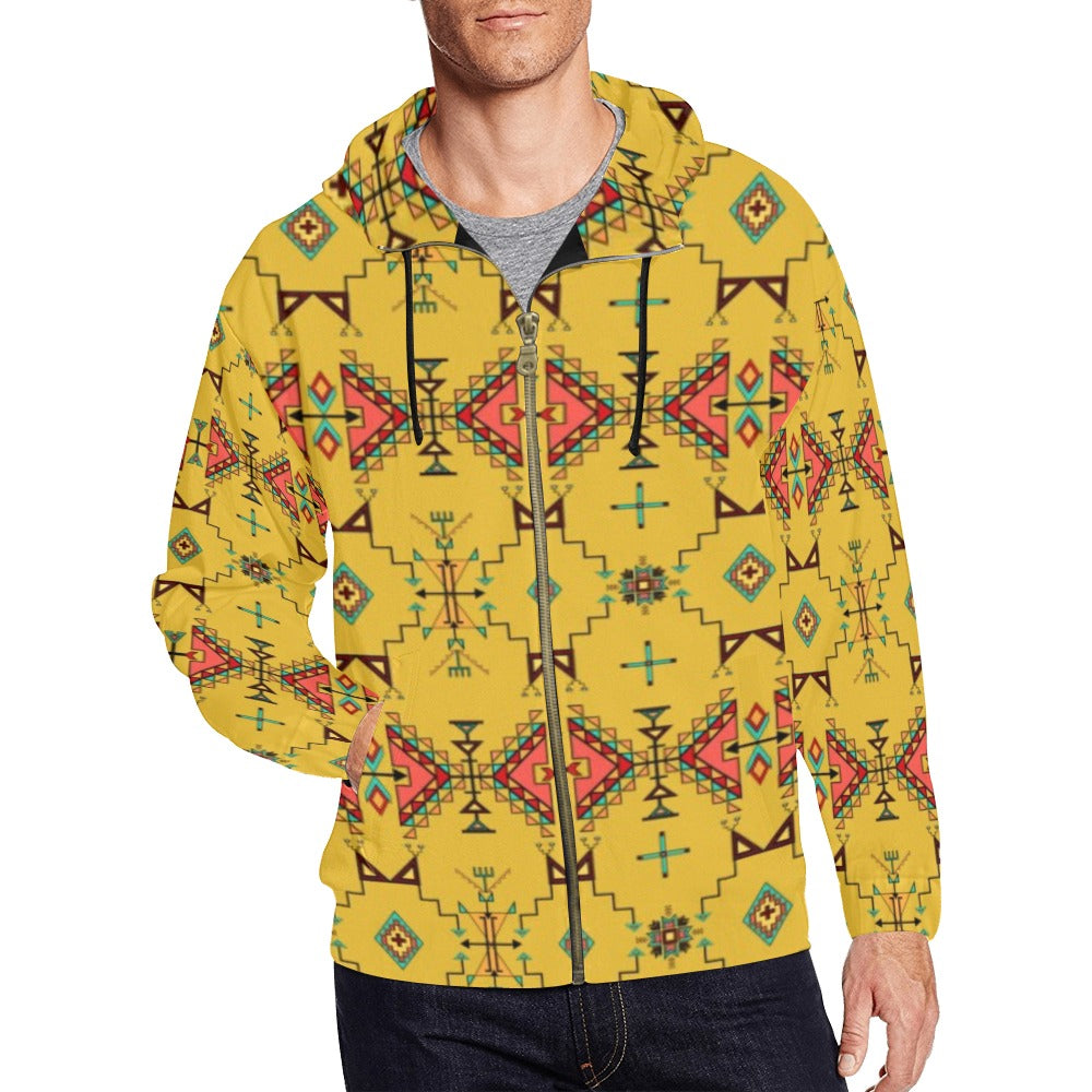 Thunder Flight Yellow Men's Zipper Hoodie
