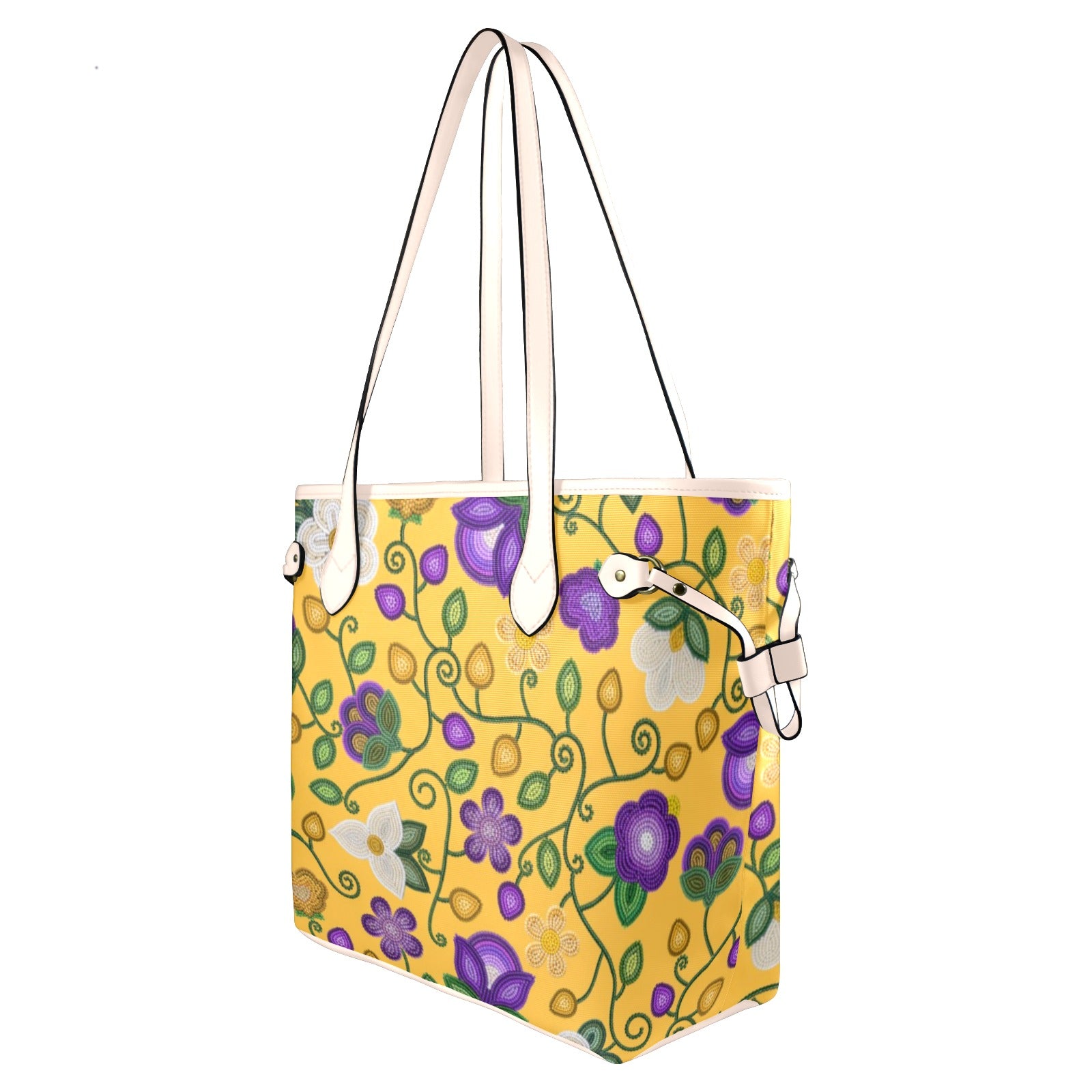 Midnight Moss Bloom Yellow Clover Canvas Tote Bag
