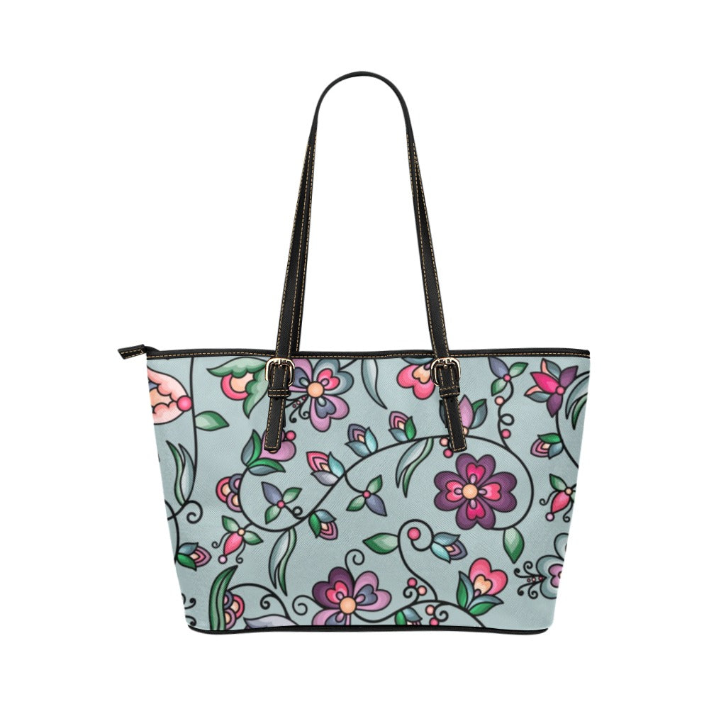 Amber Evening Garland Turquoise Leather Tote Bag/Large