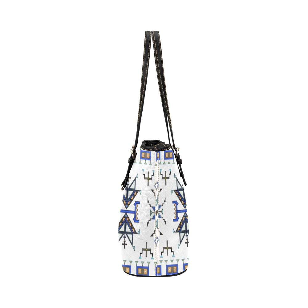 Eagle Strike White Leather Tote Bag/Large