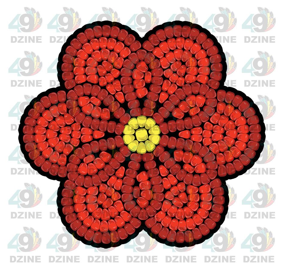 3-inch Beaded Floral Assets Transfer
