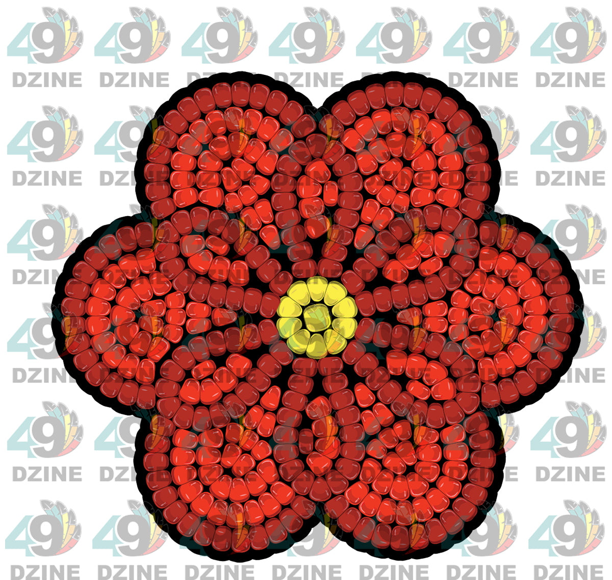 4-inch Beaded Floral Assets Transfer