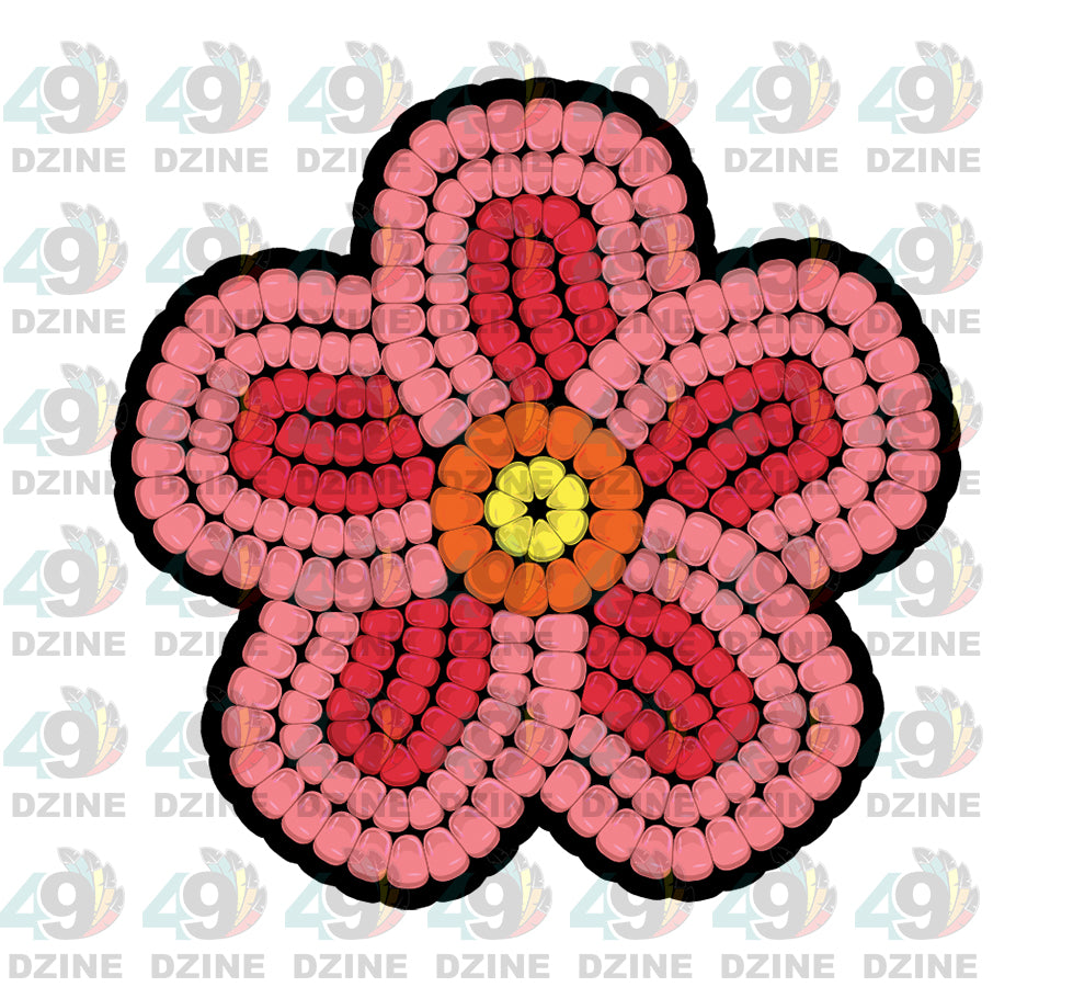3-inch Beaded Floral Assets Transfer