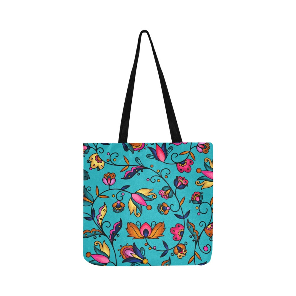 Copper Prairie Petals Turquoise Reusable Shopping Bag (Two sides)