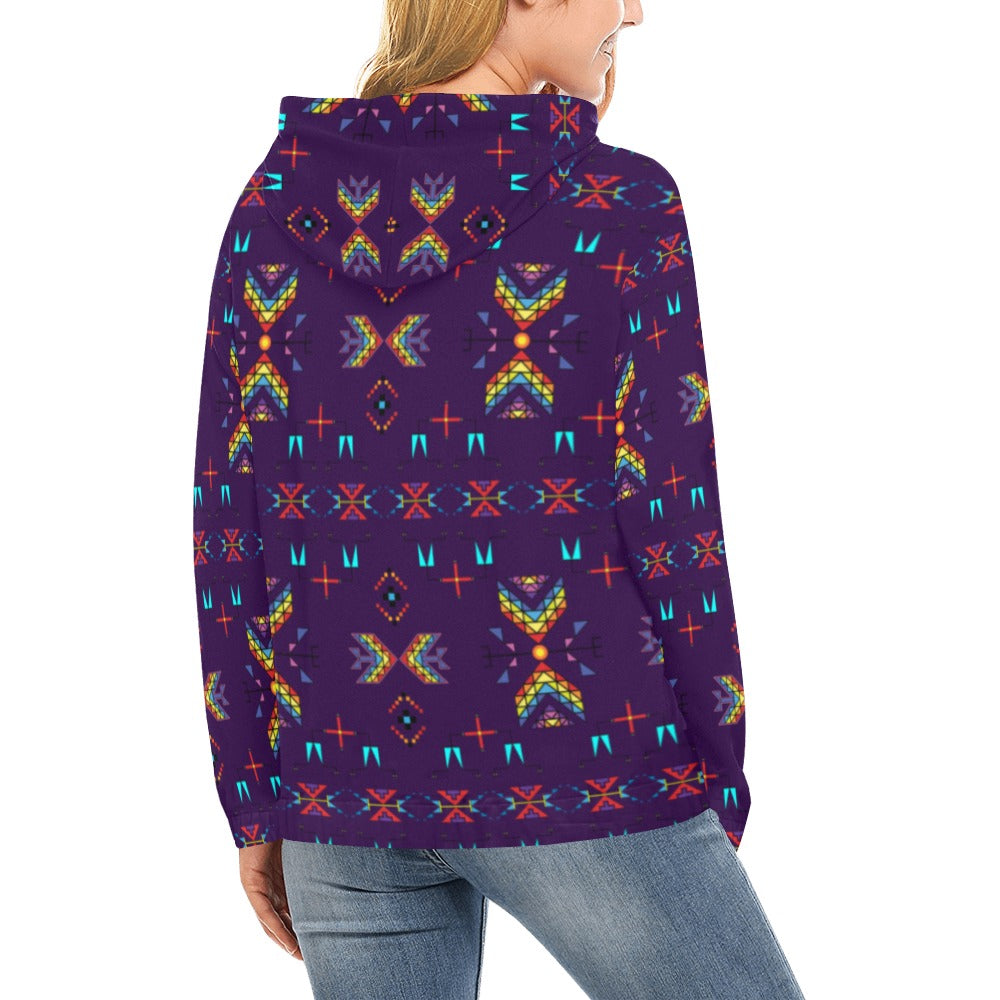 Rainy Chief Rainbow Dark Purple Hoodie for Women (USA Size)