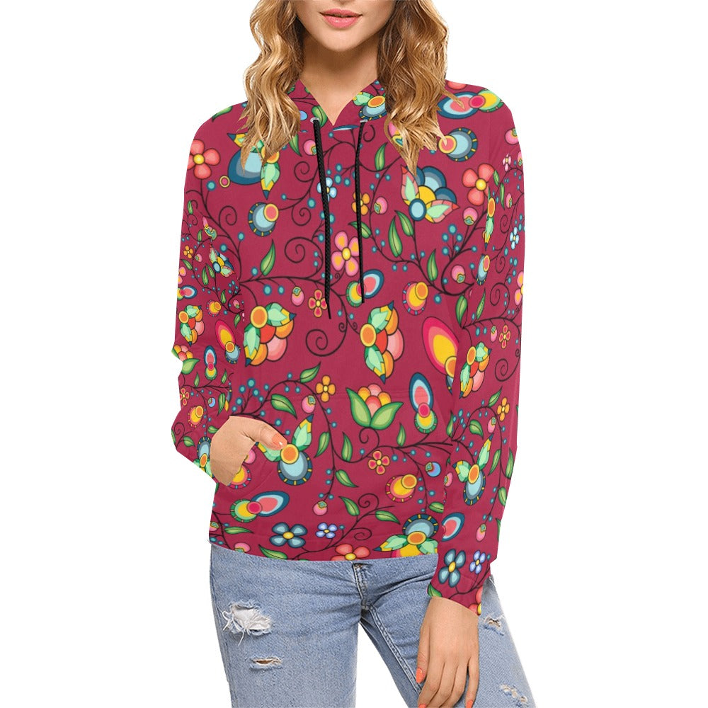 Floral Bounty Magenta Hoodie for Women (USA Size)