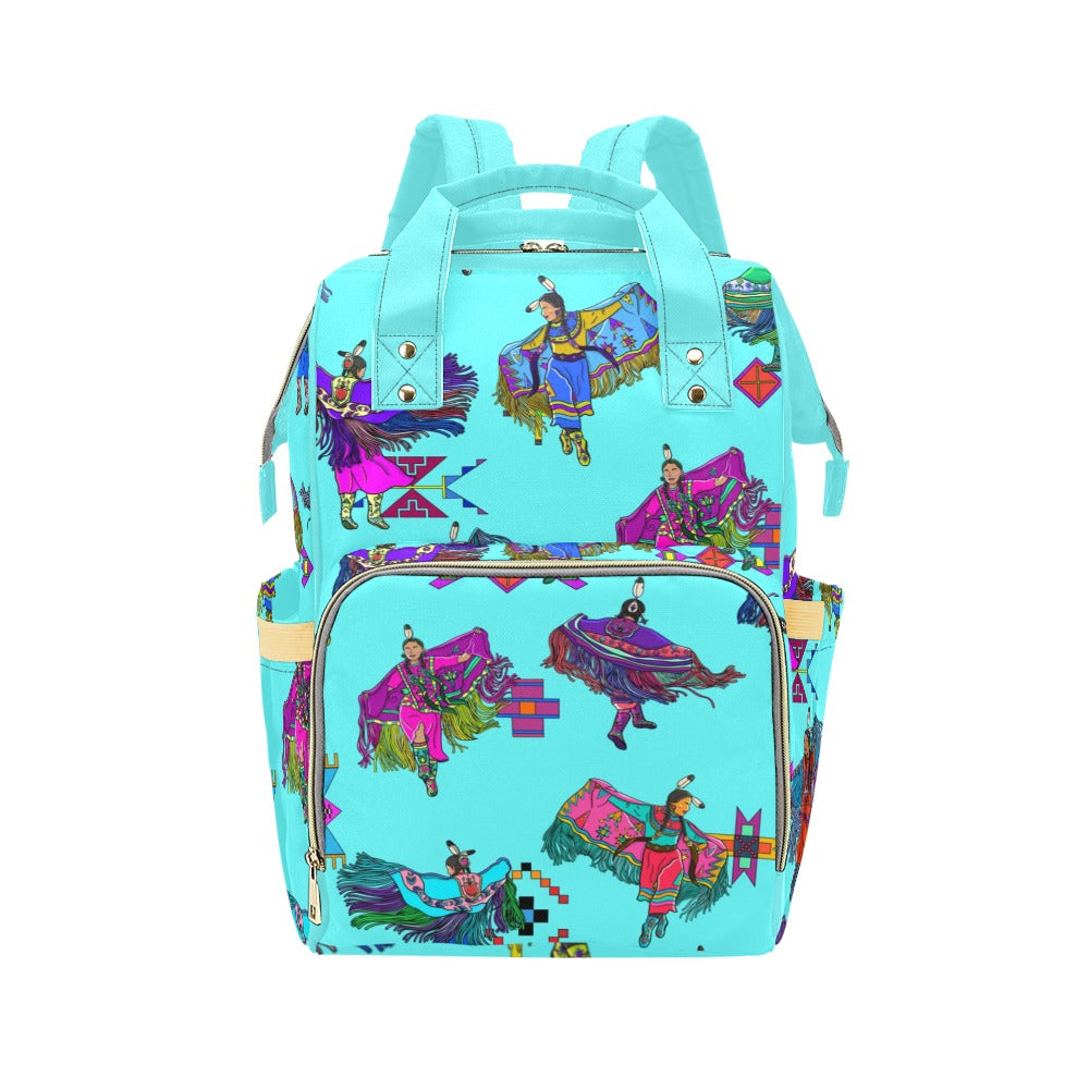 Women's Fancy Dancers Turquoise Multi-Function Diaper Backpack/Diaper Bag