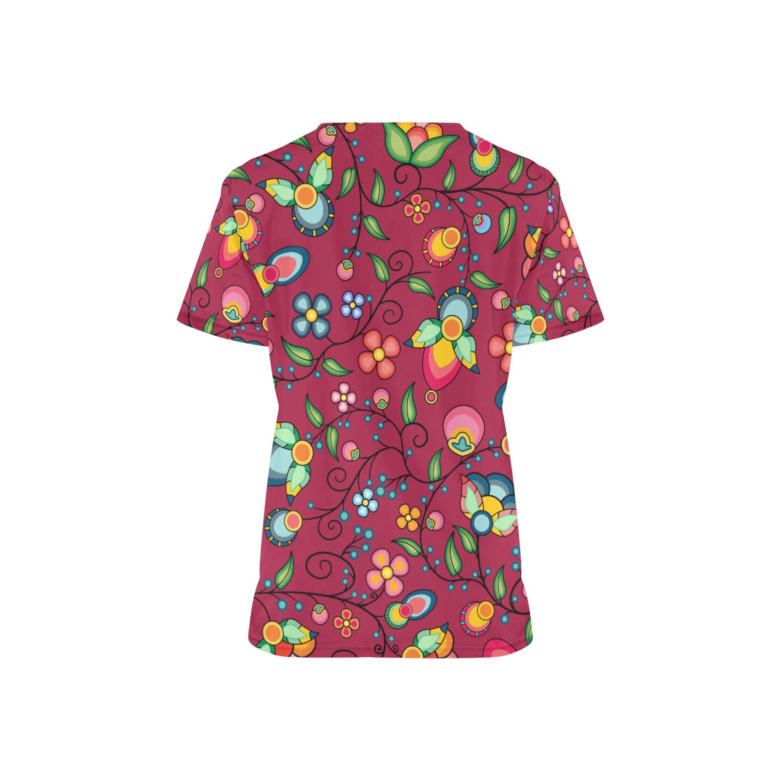 Floral Bounty Magenta Scrub Top