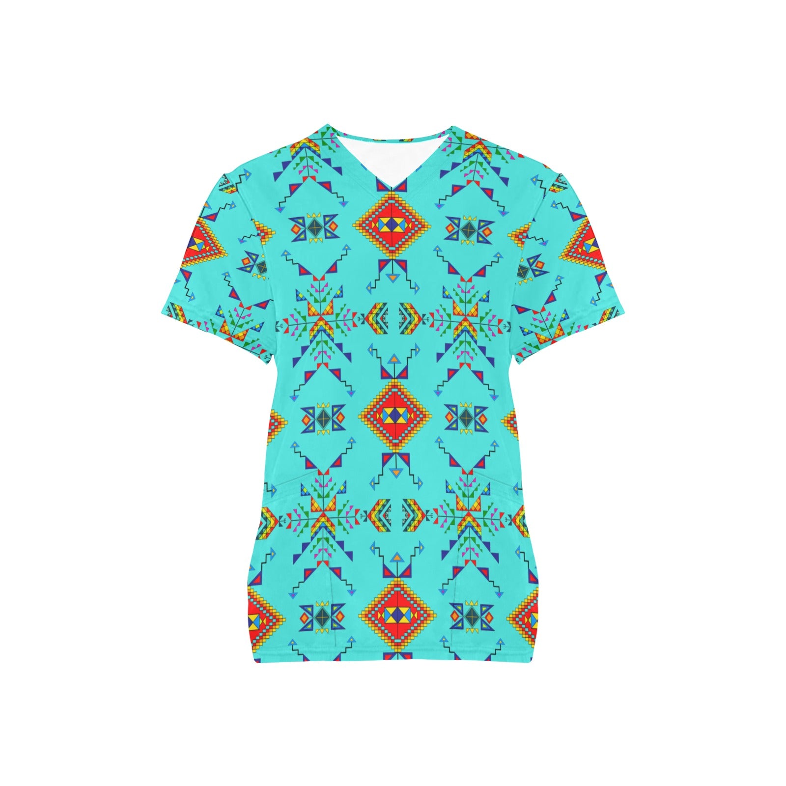 Buffalo Jump Turquoise Scrub Top