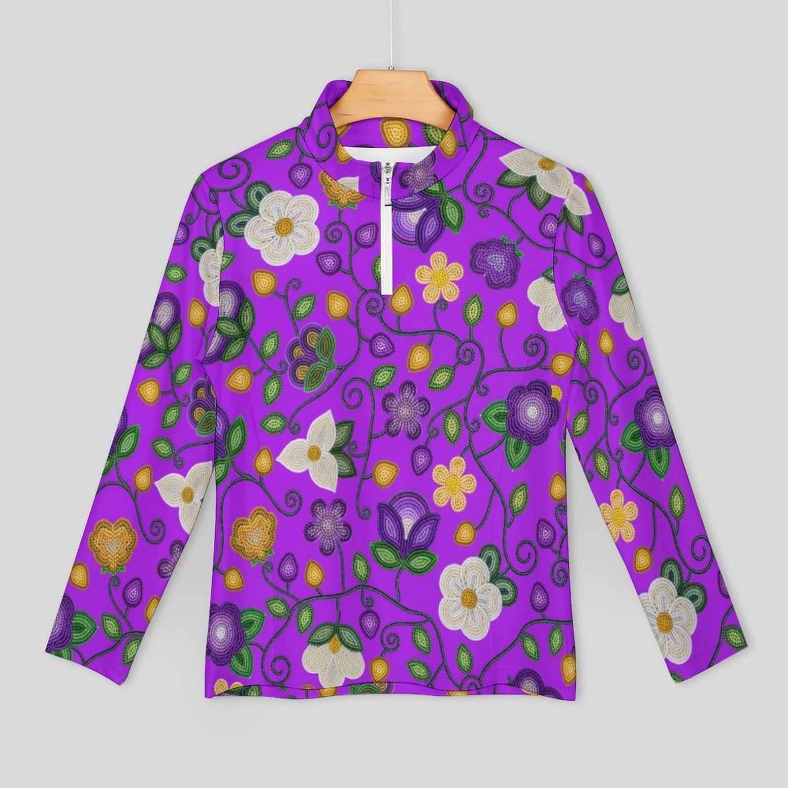 Midnight Moss Bloom Purple Long Sleeve Yoga Shirt