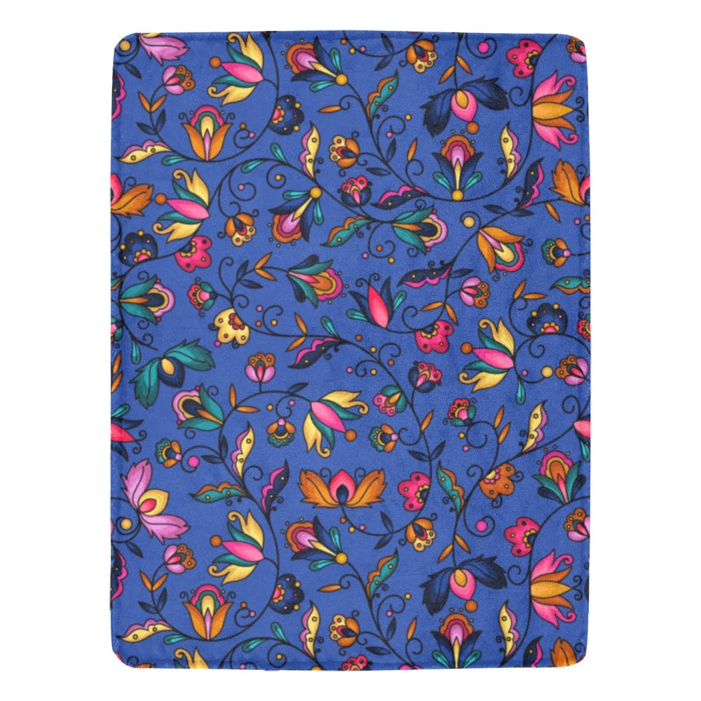 Copper Prairie Petals Blue Ultra-Soft Micro Fleece Blanket 60"x80"
