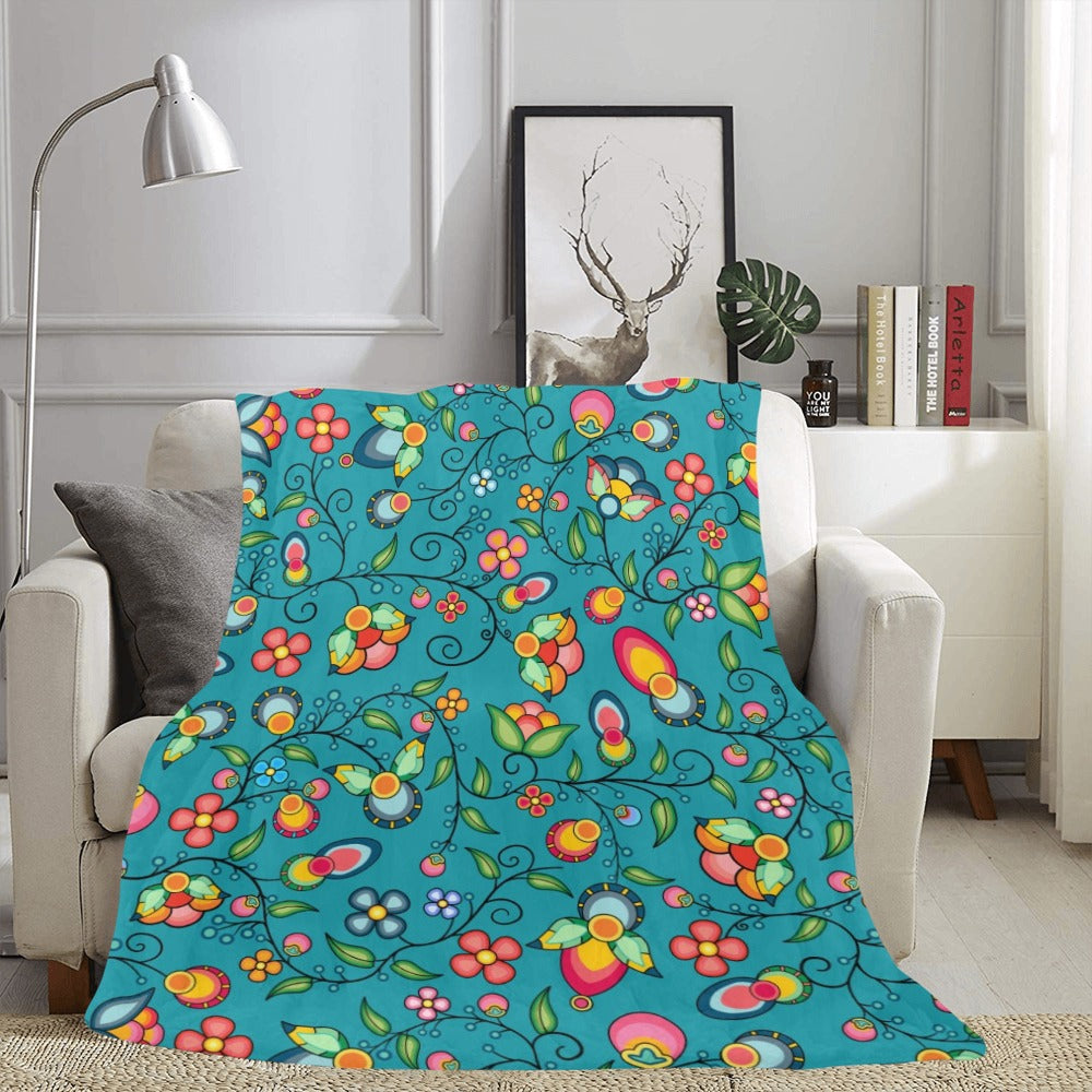 Floral Bounty Teal Ultra-Soft Micro Fleece Blanket 60"x80"