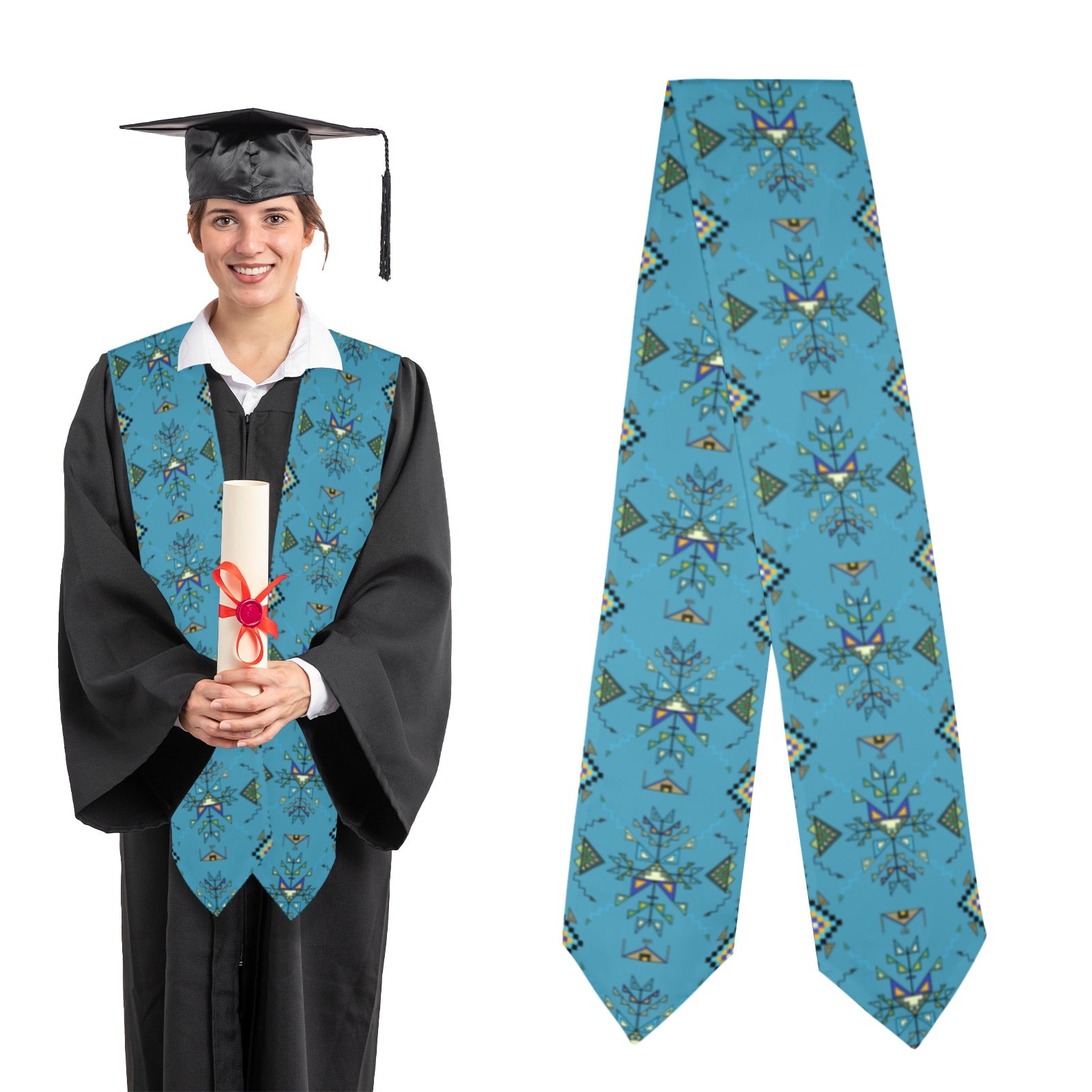 Bear Shield Blue Graduation Stole