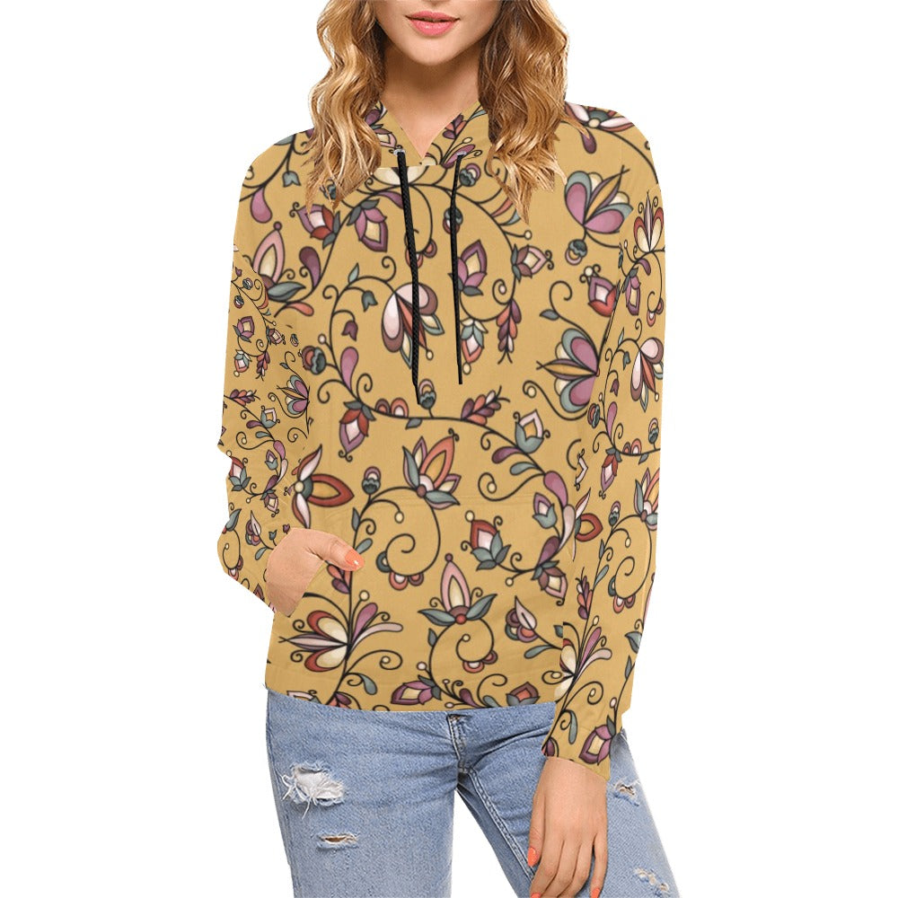 Burnt Sky Petals Gold Hoodie for Women (USA Size)