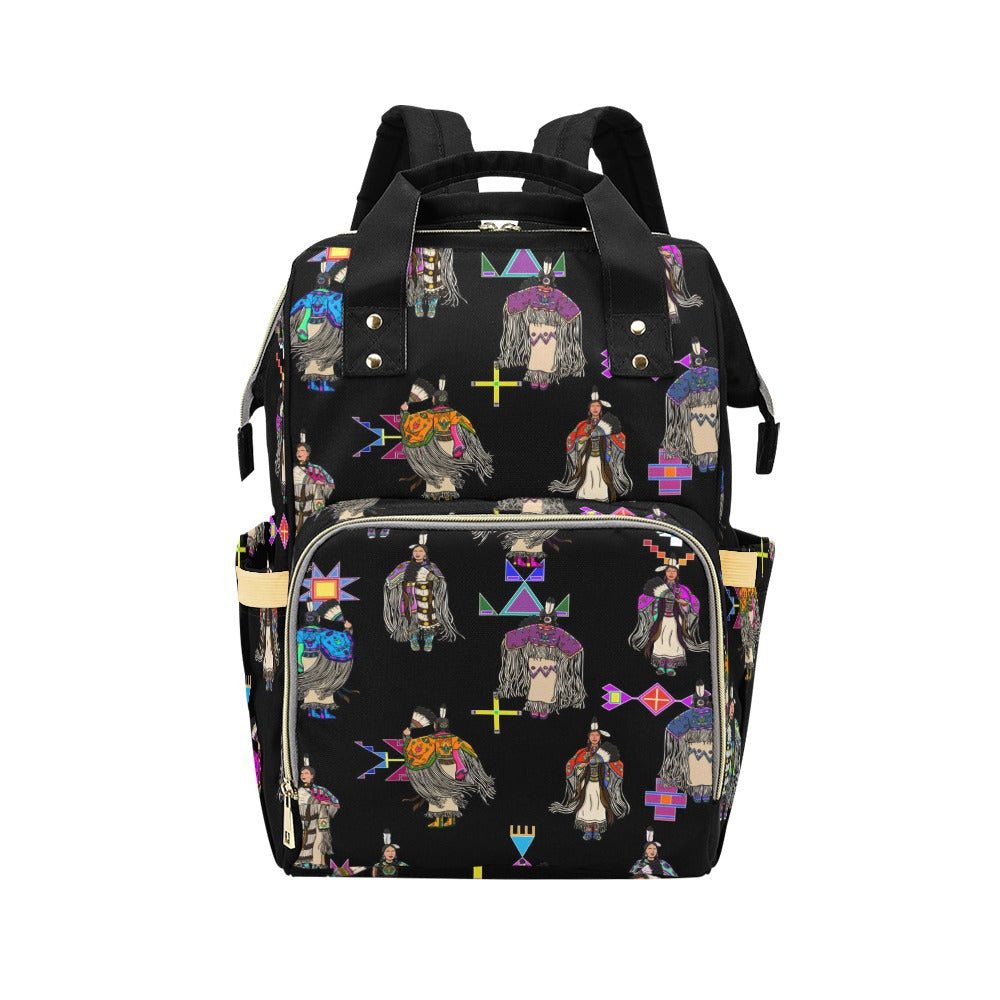 Women's Tradish Dancers Black Multi-Function Diaper Backpack/Diaper Bag
