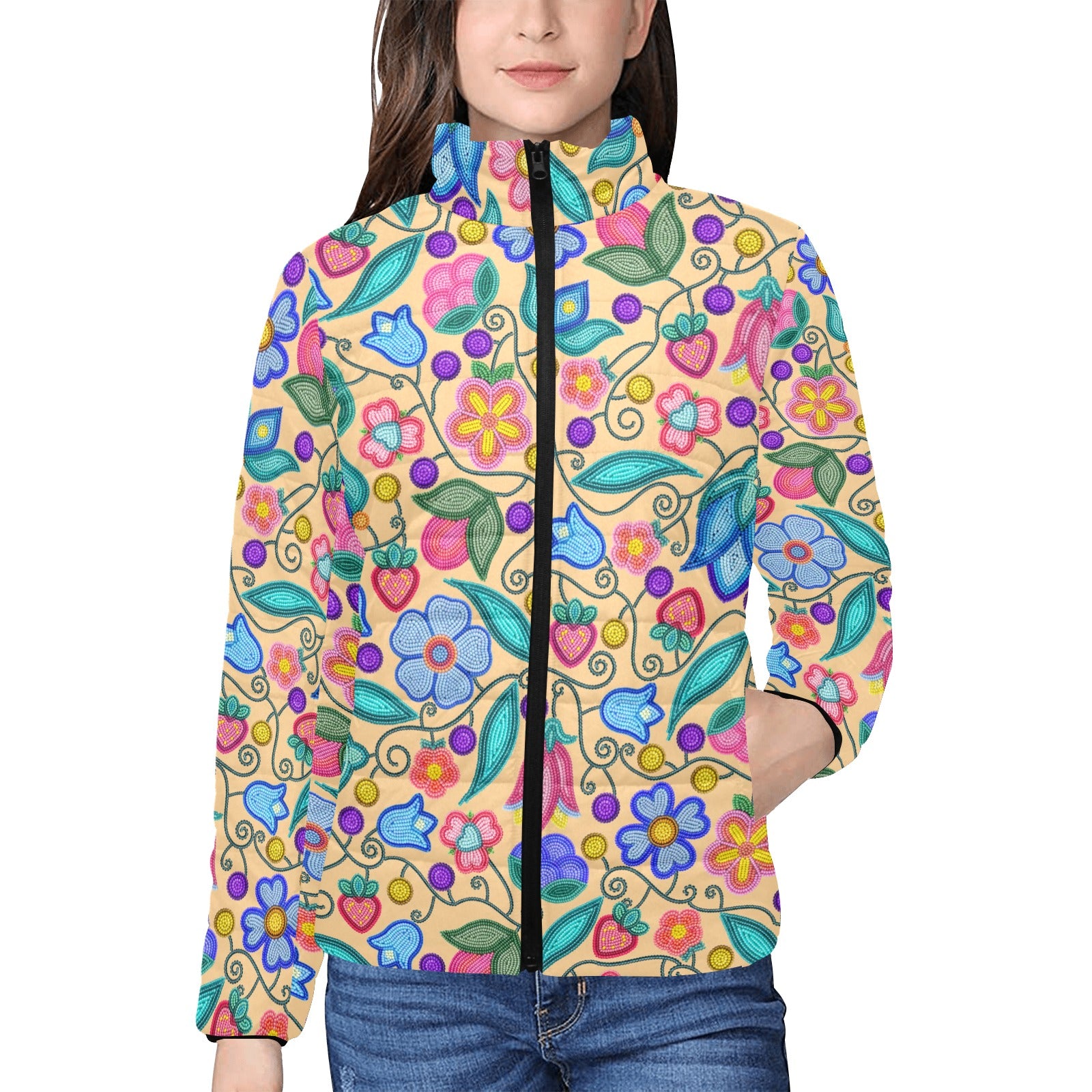 Sweet Offering Cream Women's Stand Collar Padded Jacket