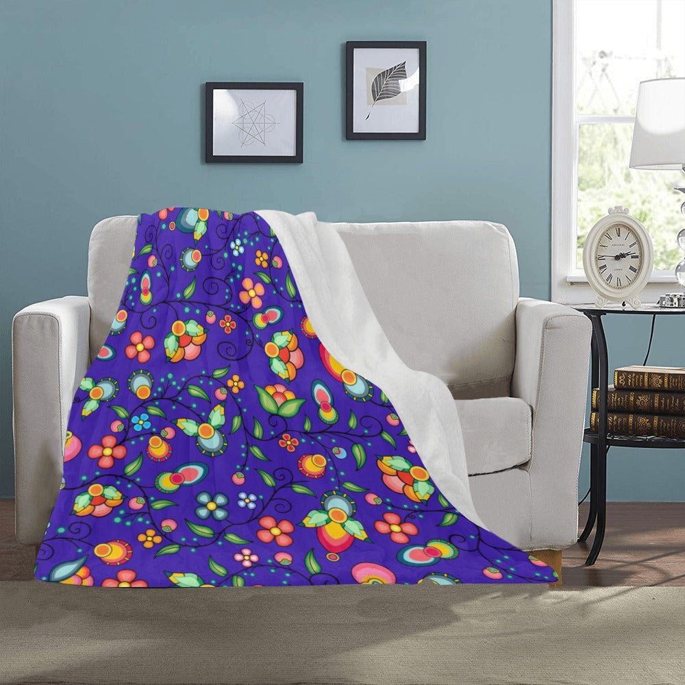 Floral Bounty Blue Ultra-Soft Micro Fleece Blanket 40"x50"