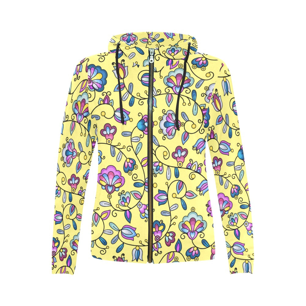 Autumn Bundle Blessing Yellow Full Zip Hoodie for Women