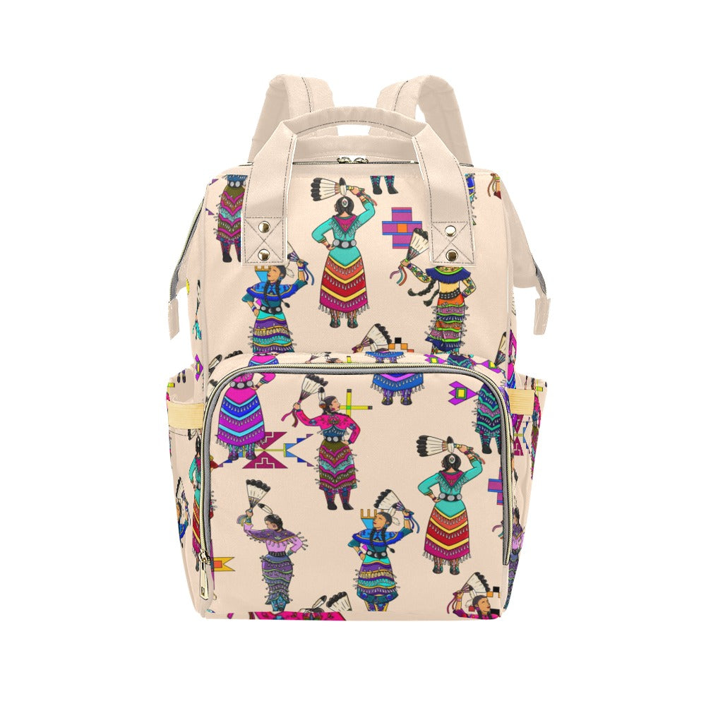Women's Jingle Dancers Muslin Multi-Function Diaper Backpack/Diaper Bag