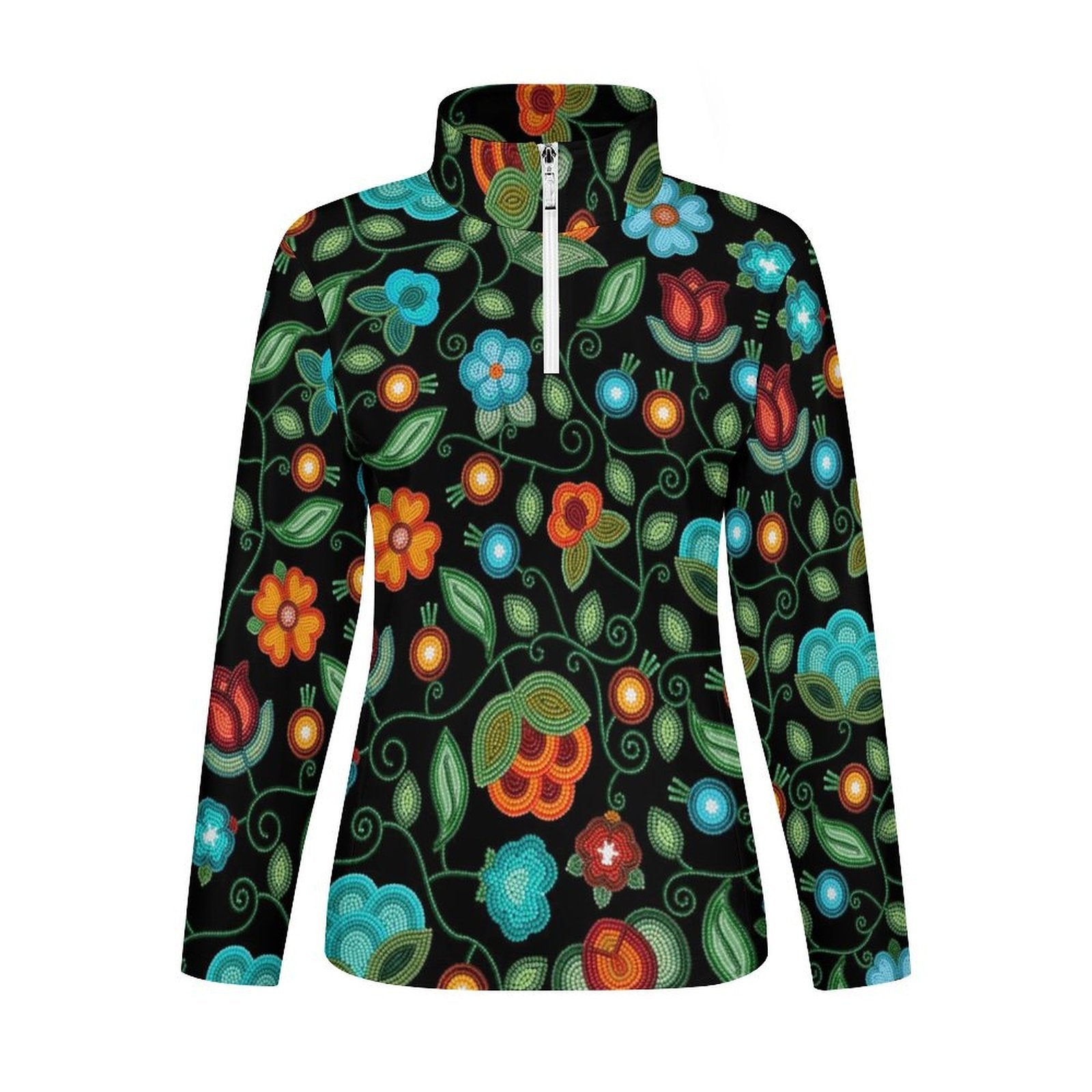 Prairie Fire Petals Black Long Sleeve Yoga Shirt