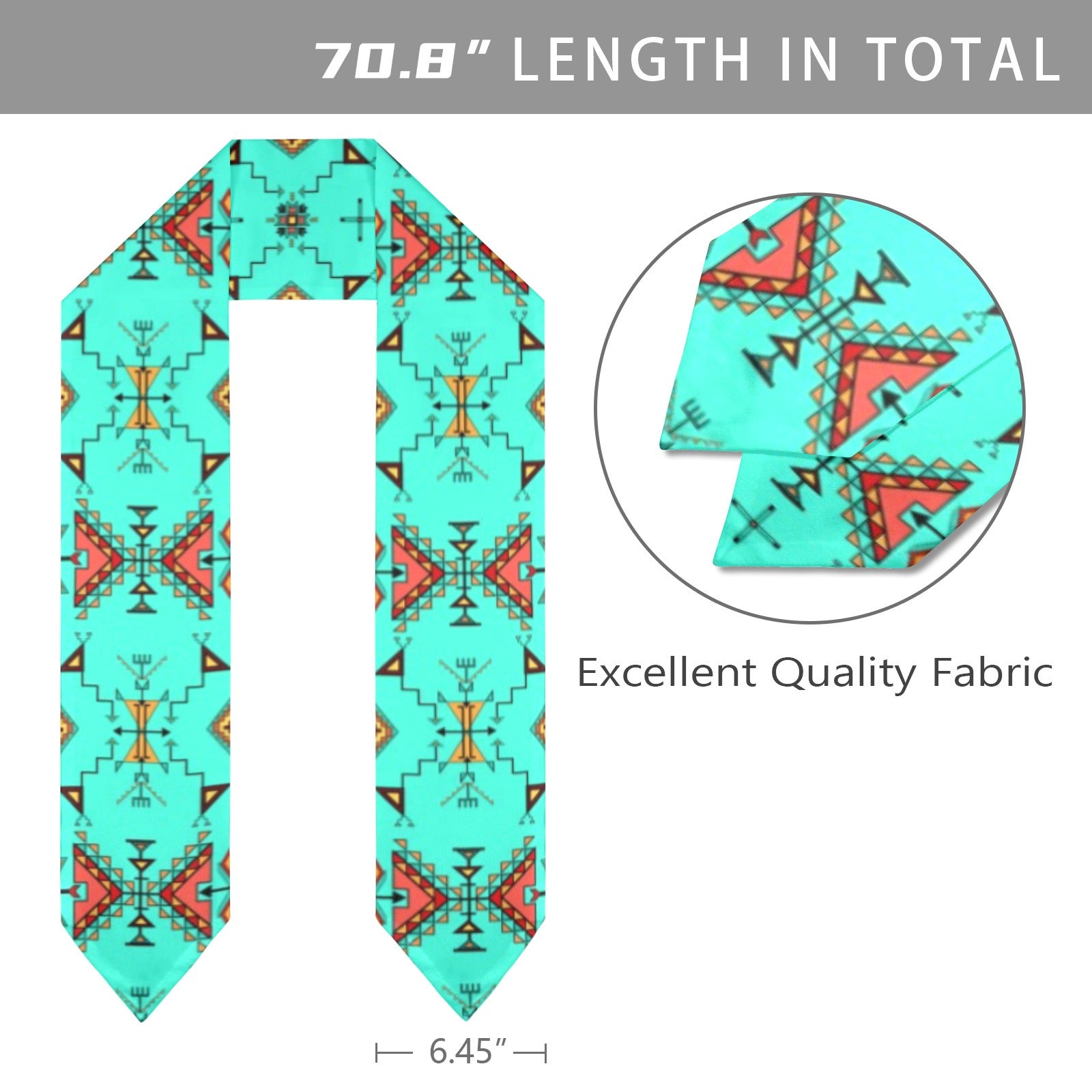 Thunder Flight Turquoise Graduation Stole