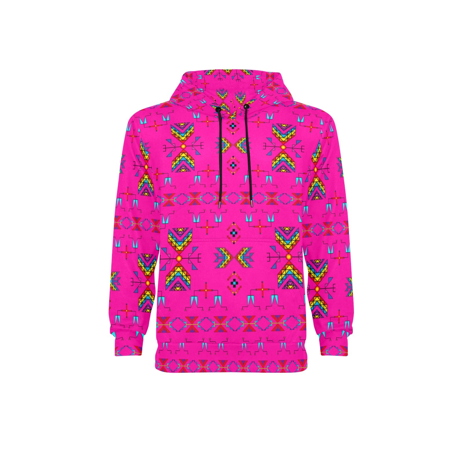 Rainy Chief Rainbow Hot Pink Men's Long Sleeve Fleece Hoodie
