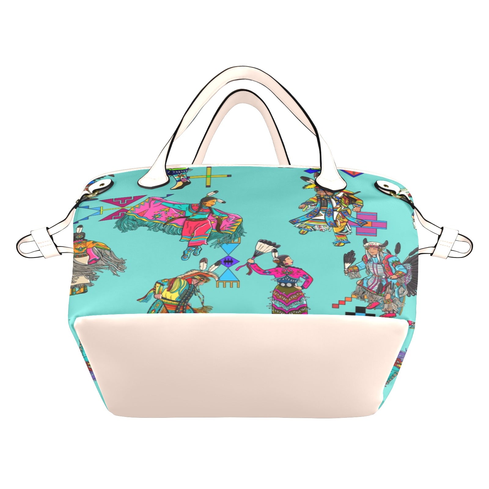 Grand Entry Dancers Eggshell Blue Clover Canvas Tote Bag