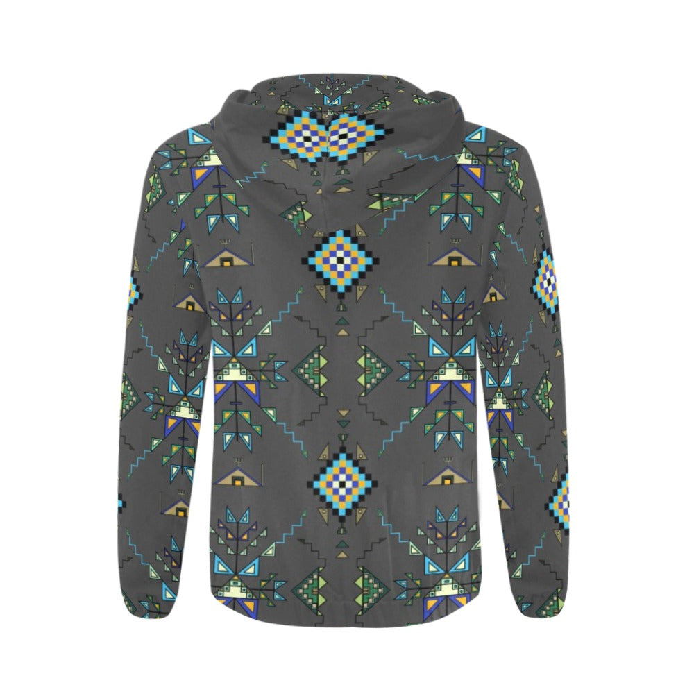 Bear Shield Gray Men's Zipper Hoodie