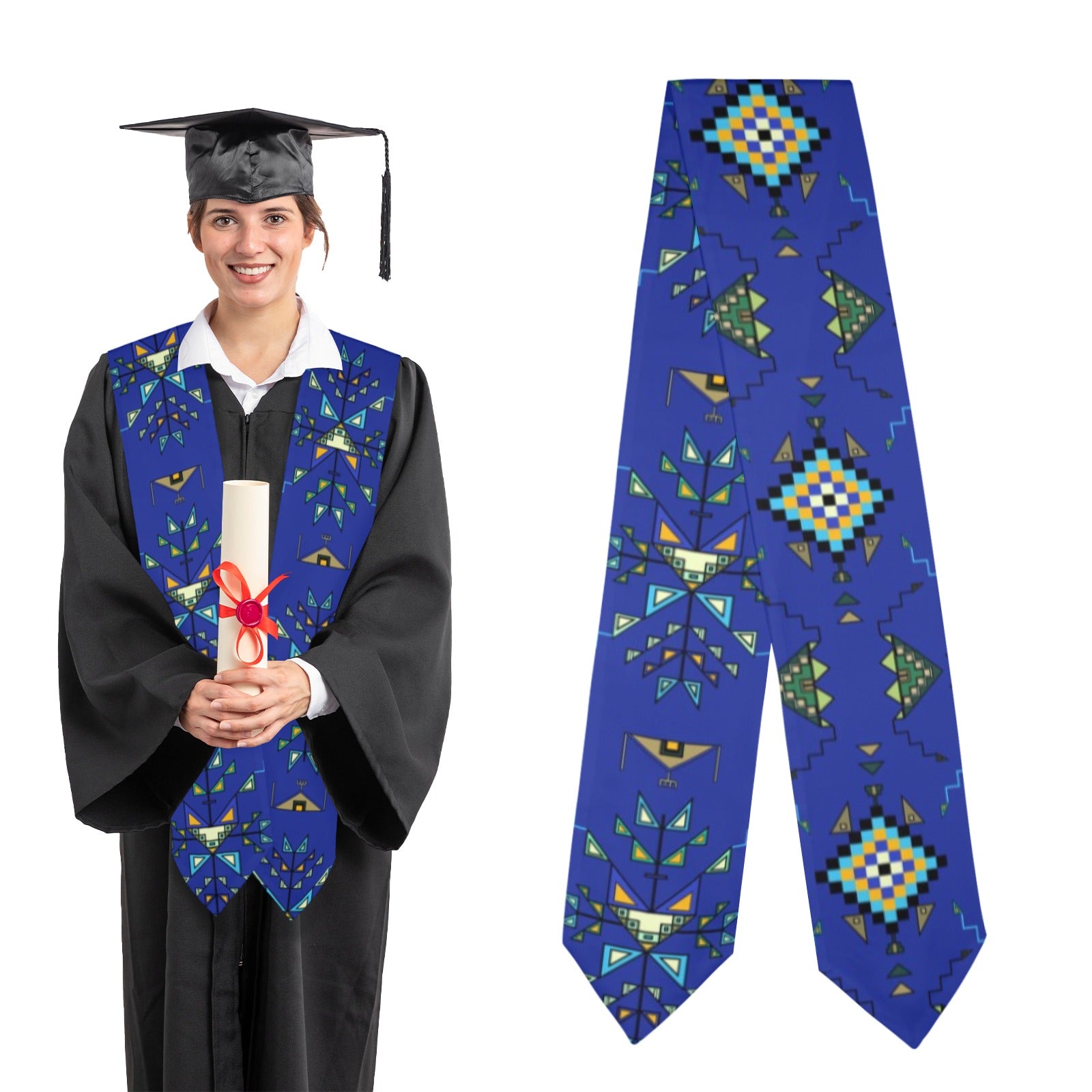 Bear Shield Dark Blue Graduation Stole