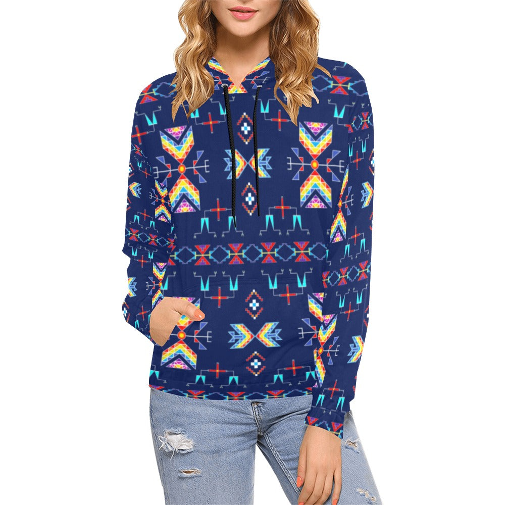 Rainy Chief Rainbow Night Lake Hoodie for Women (USA Size)