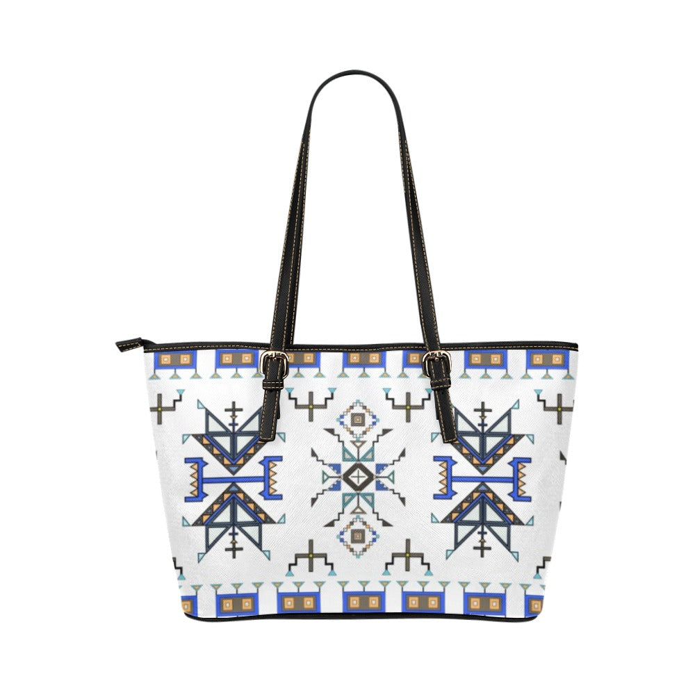 Eagle Strike White Leather Tote Bag/Large