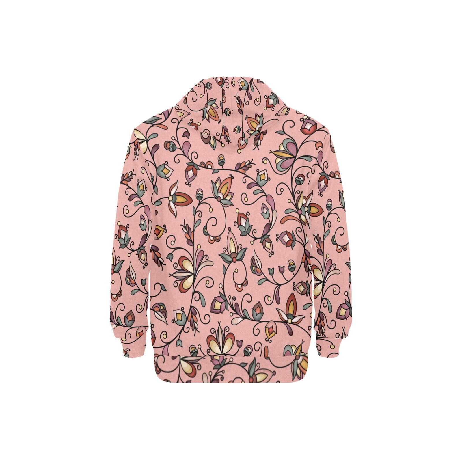 Burnt Sky Petals Peach Men's Long Sleeve Fleece Hoodie