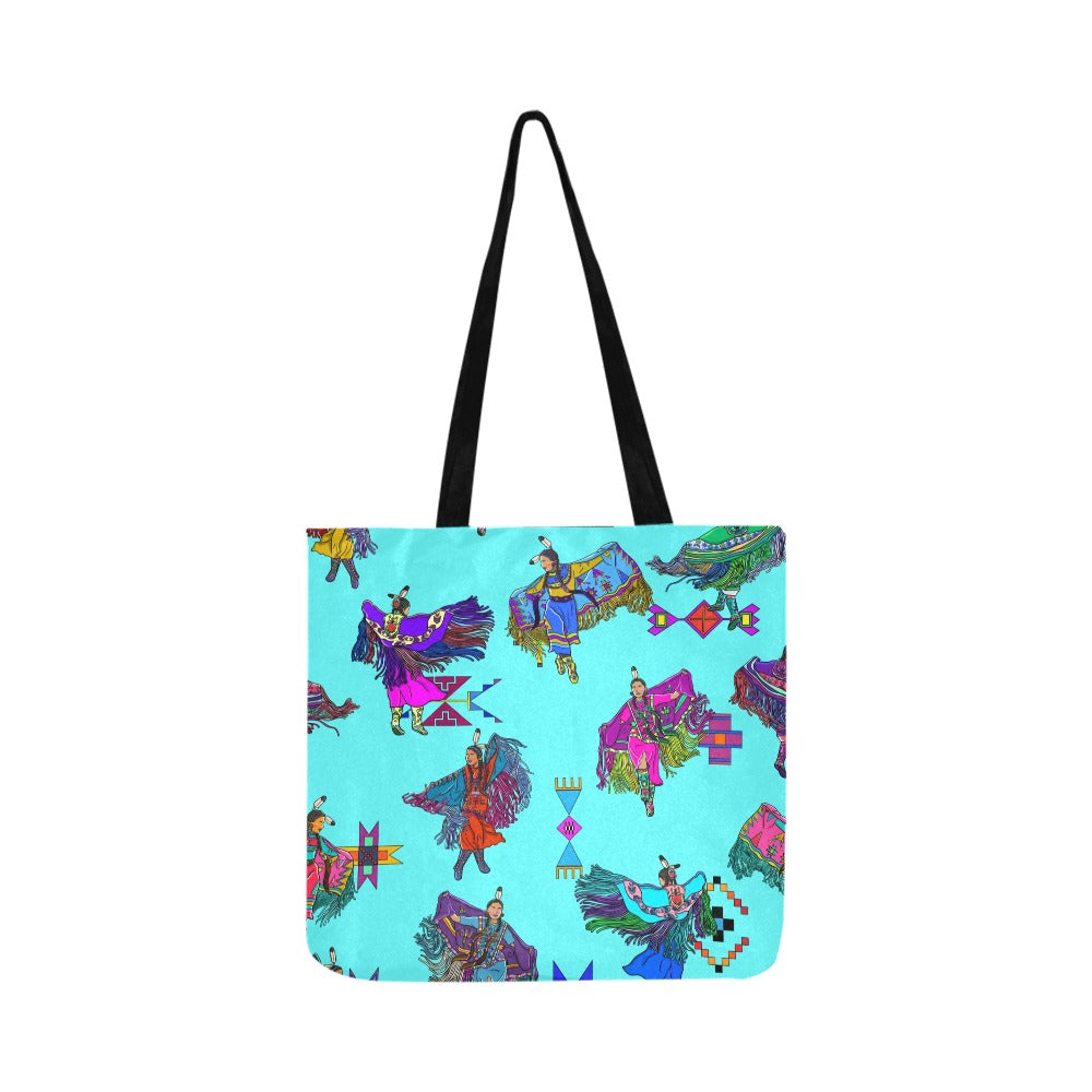 Women's Fancy Dancers Turquoise Reusable Shopping Bag (Two sides)