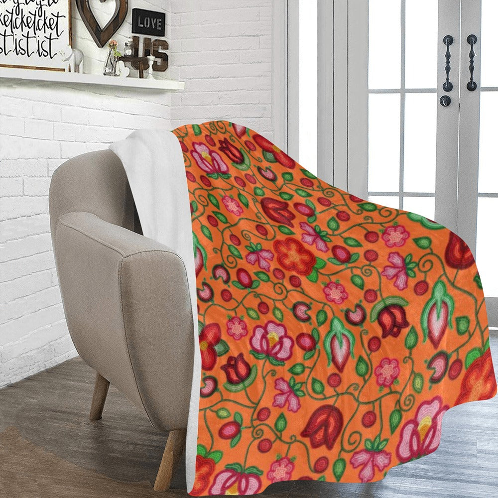 Rose Reverie Orange Ultra-Soft Micro Fleece Blanket 60"x80"