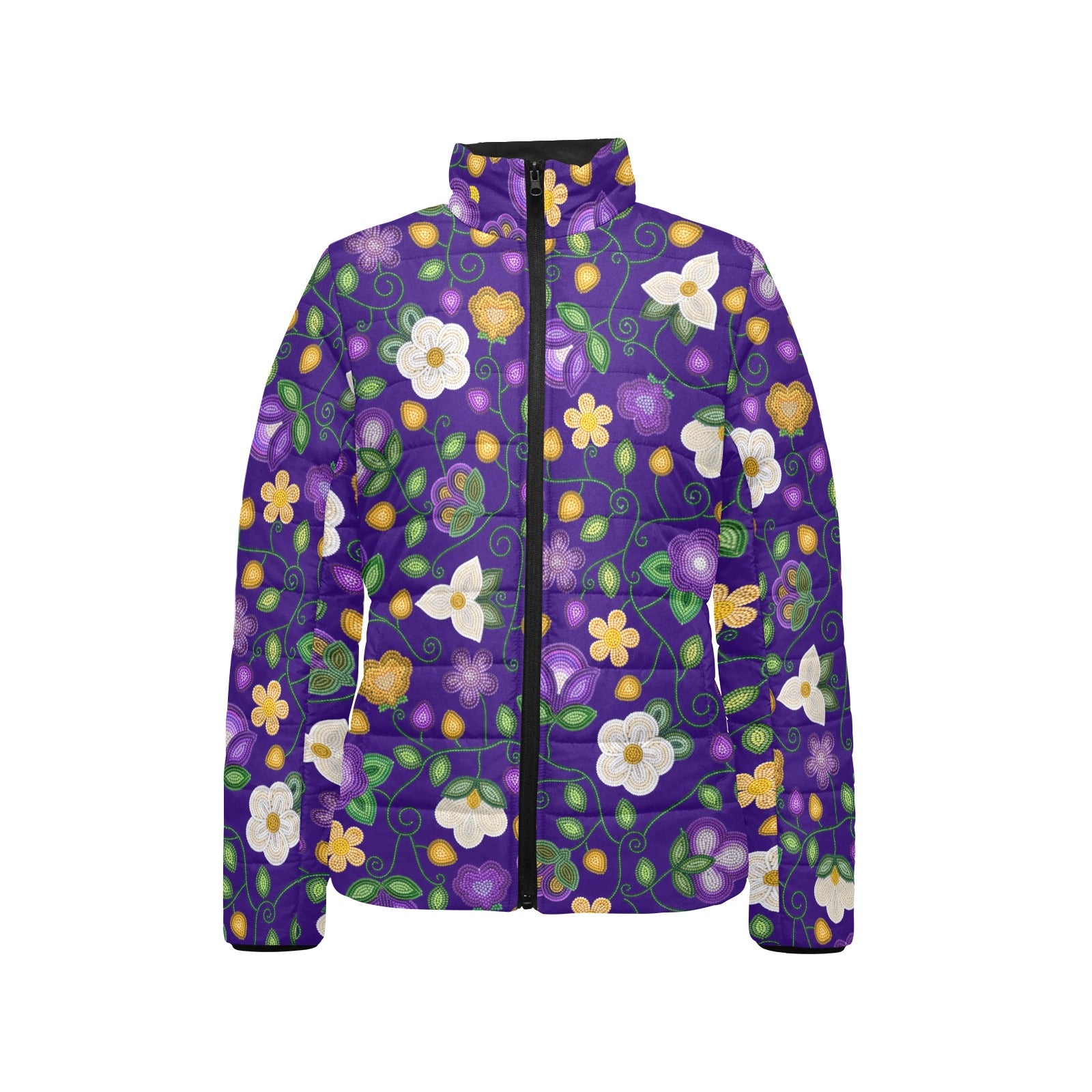 Midnight Moss Bloom Aubergine Women's Stand Collar Padded Jacket
