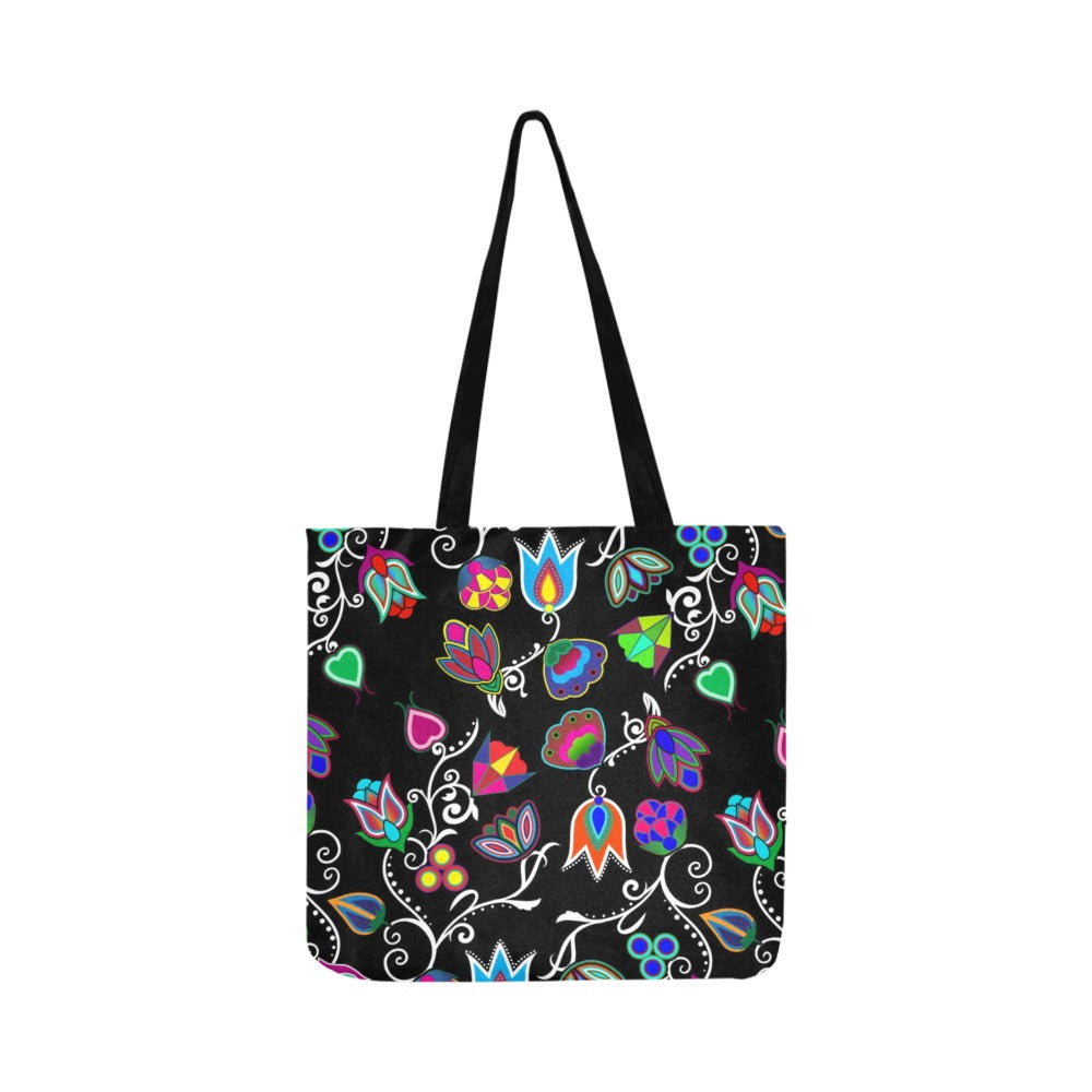 Indigenous Paisley Black Reusable Shopping Bag (Two sides)