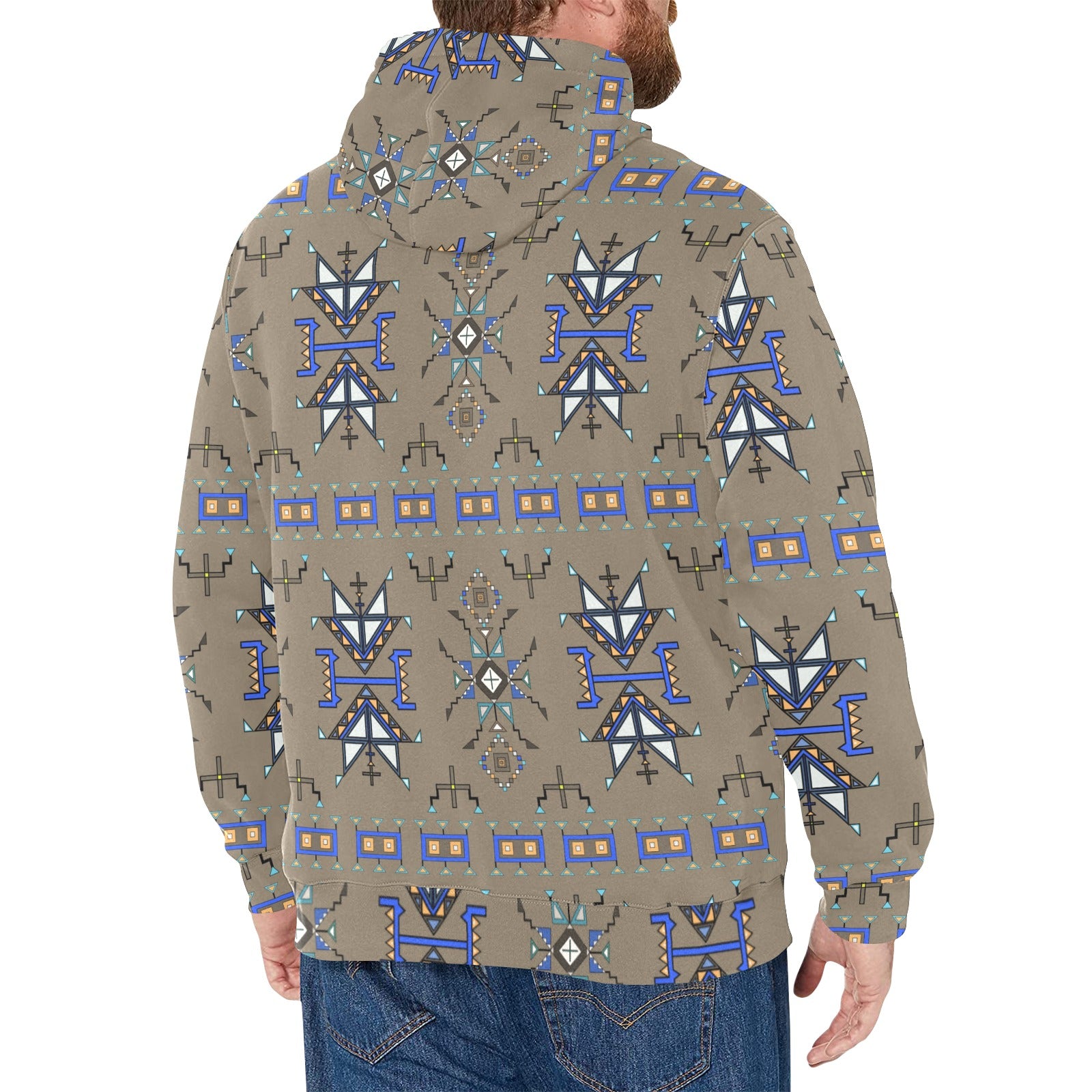 Eagle Strike Brown Men's Long Sleeve Fleece Hoodie