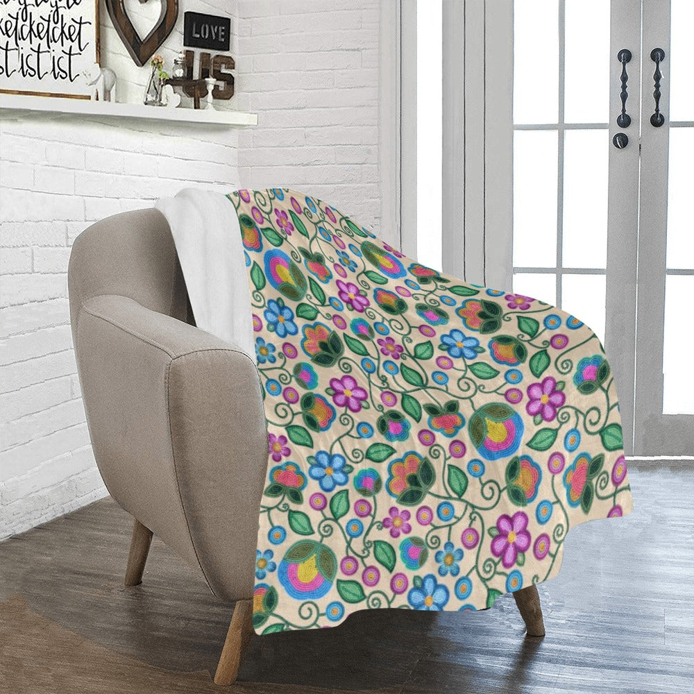 Turquoise Sunbeam Cream Ultra-Soft Micro Fleece Blanket 40"x50"