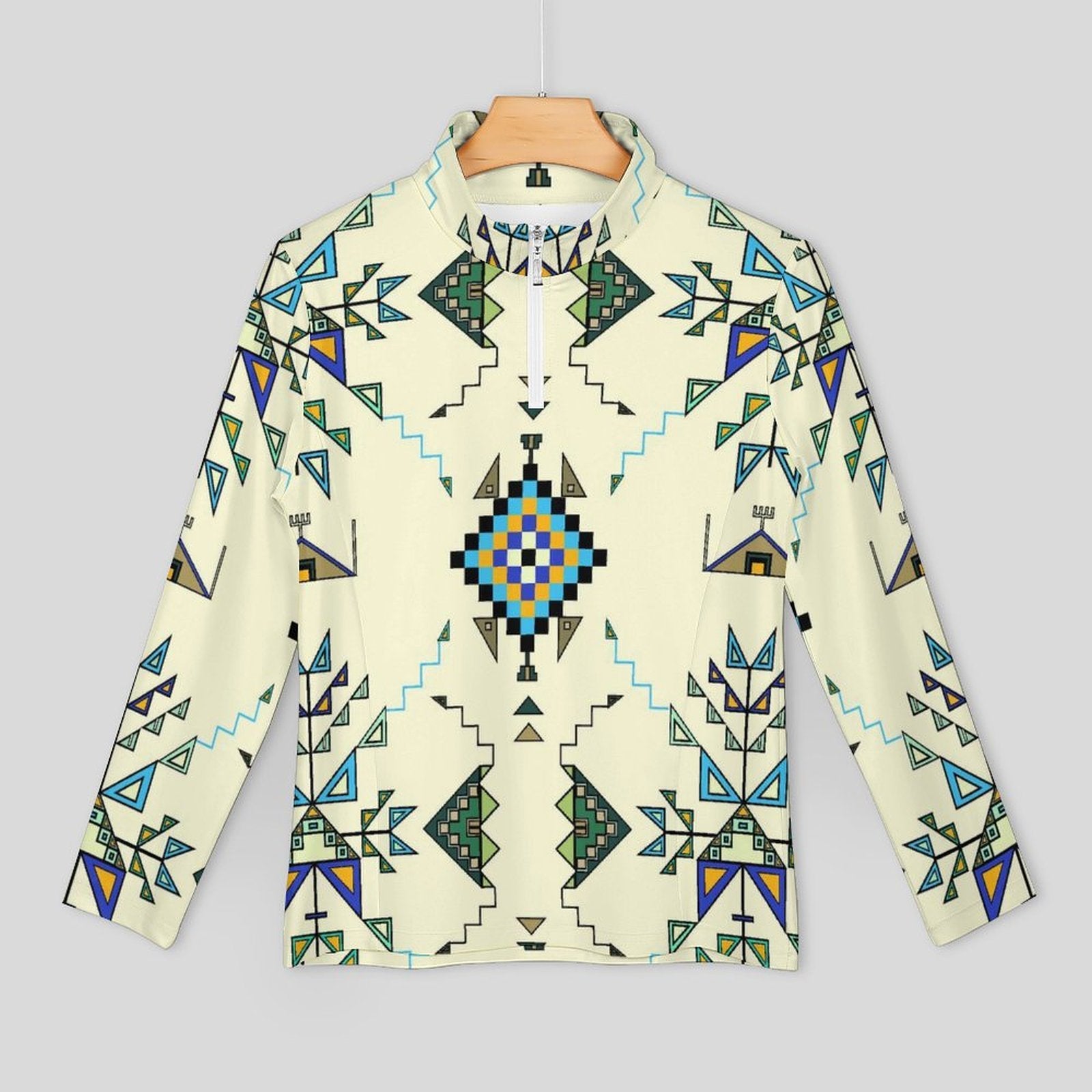 Bear Shield Cream Long Sleeve Yoga Shirt