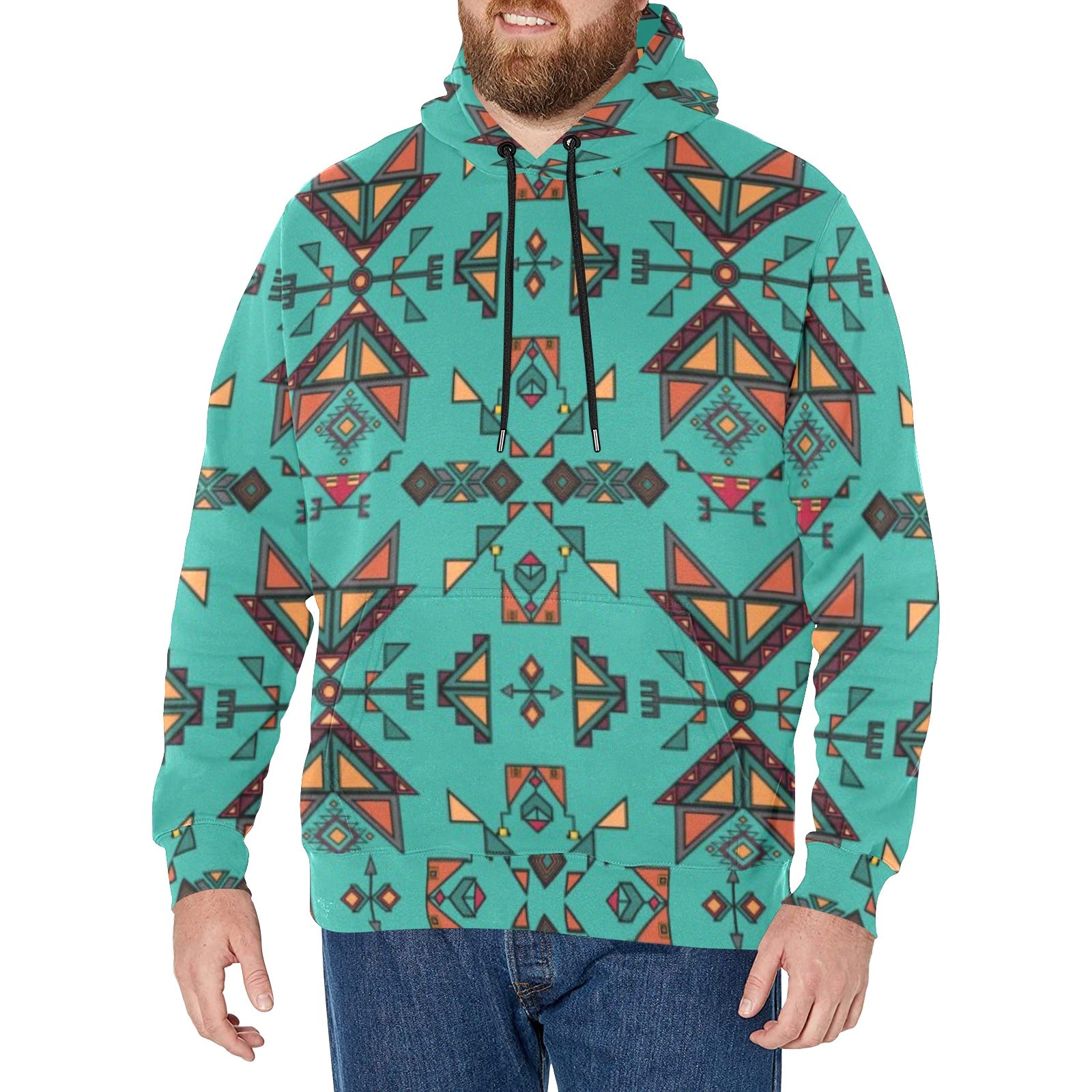 Arrow dawn Turquoise Men's Long Sleeve Fleece Hoodie
