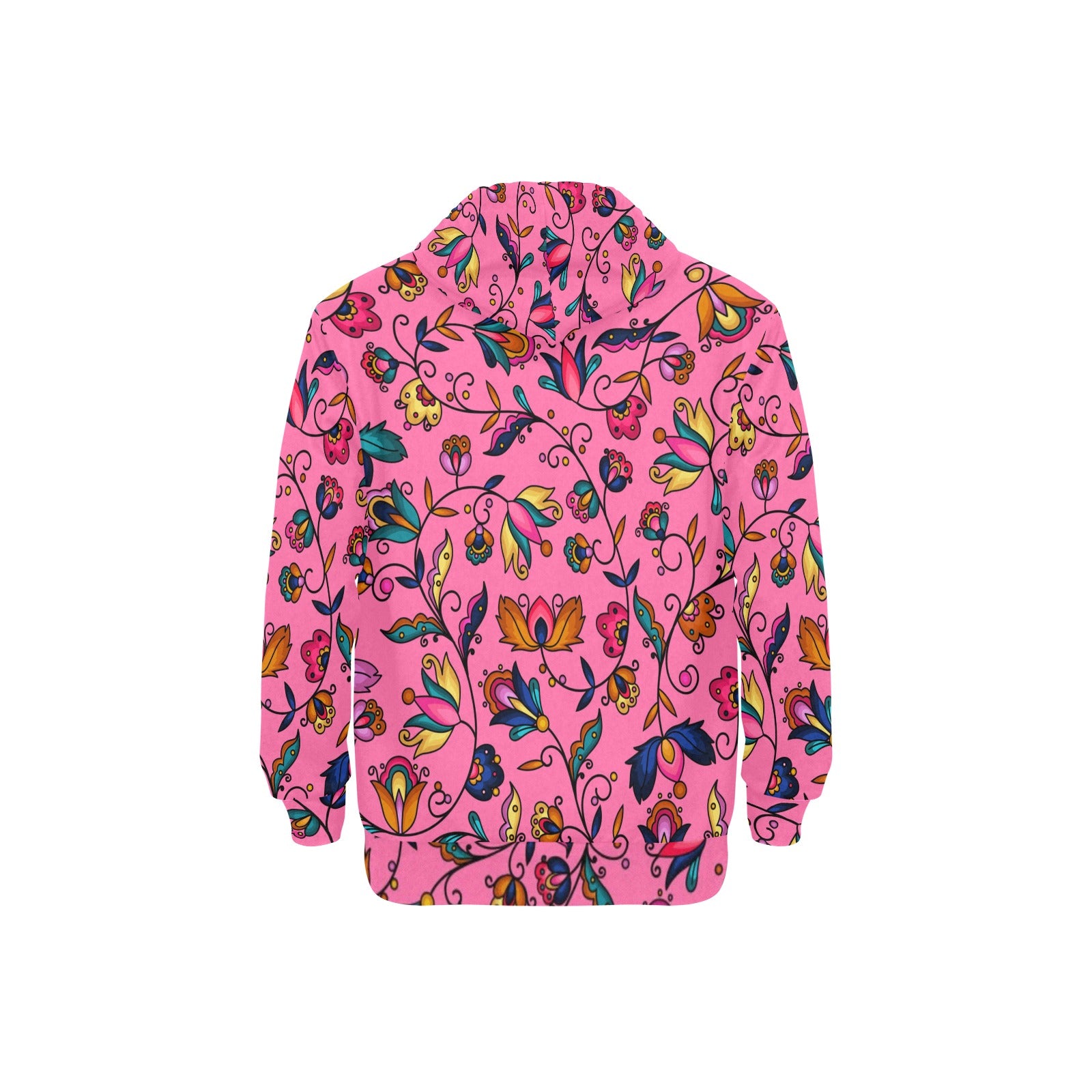 Copper Prairie Petals Pink Men's Long Sleeve Fleece Hoodie