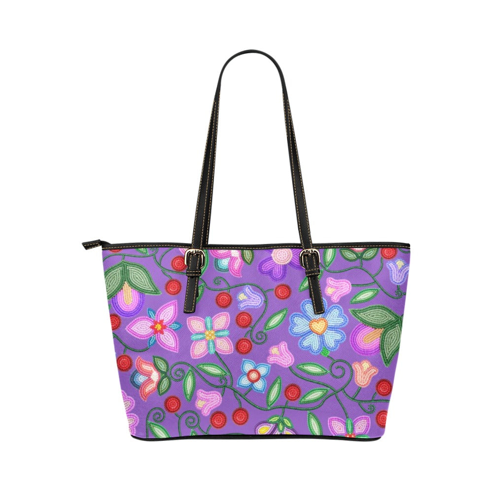 Petal Harmony Lavender Leather Tote Bag/Large