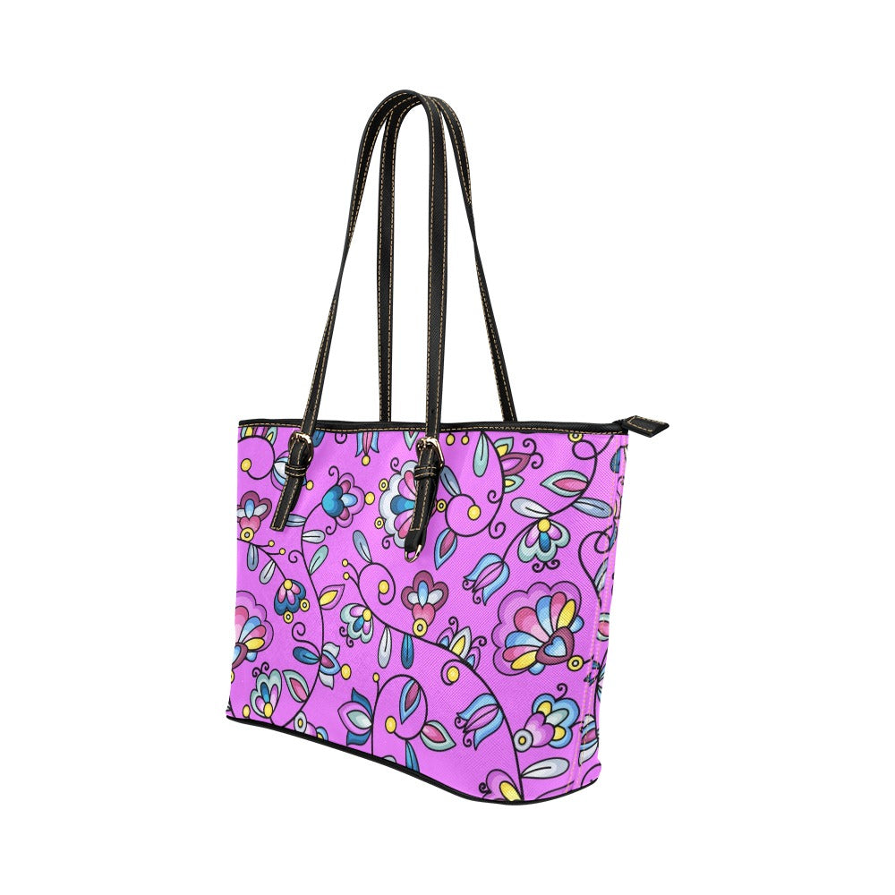 Autumn Bundle Blessing Purple Leather Tote Bag/Large